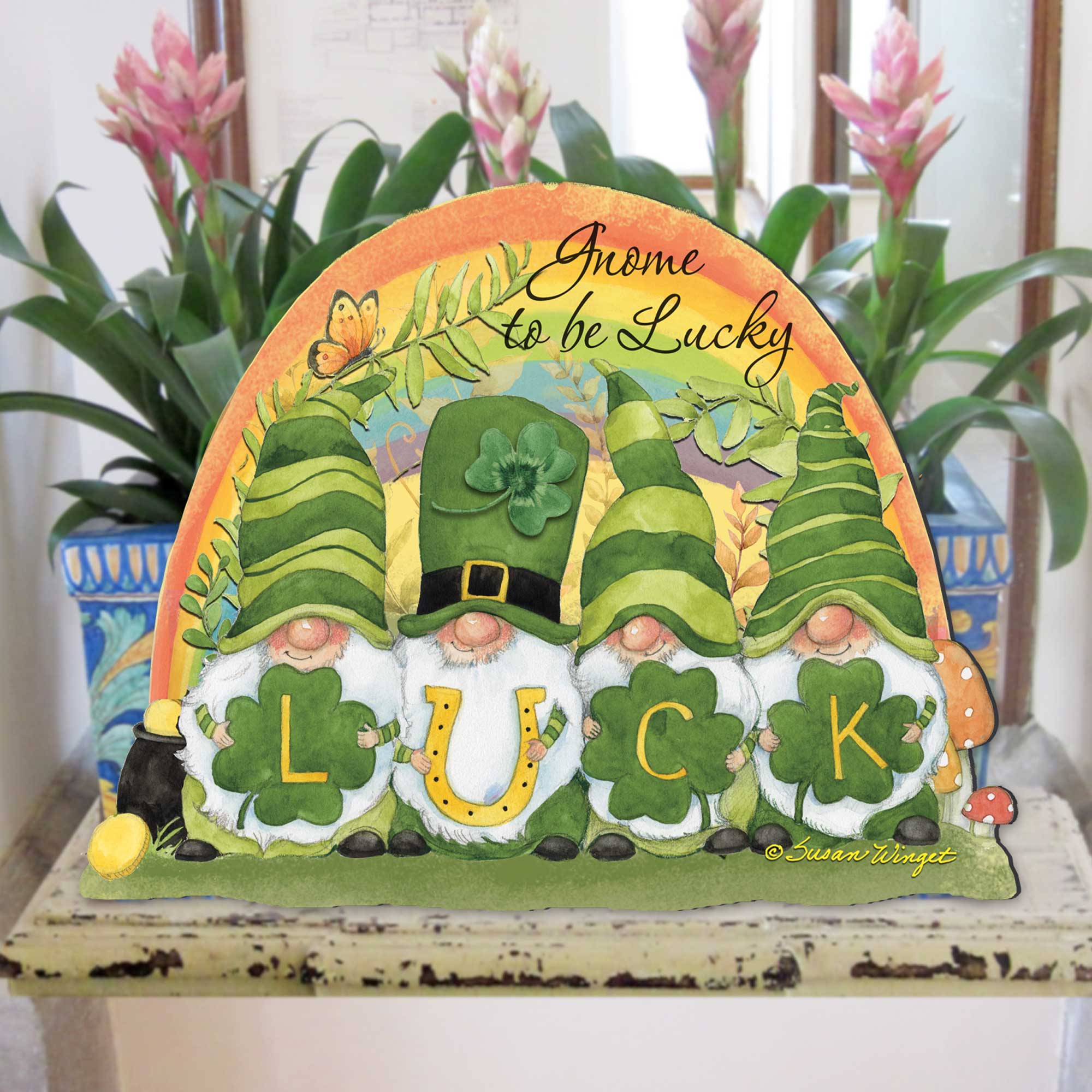St Patrick's Gnome Holiday Door Decor by Susan Winget - Celtic Decor - 8471110H-SW