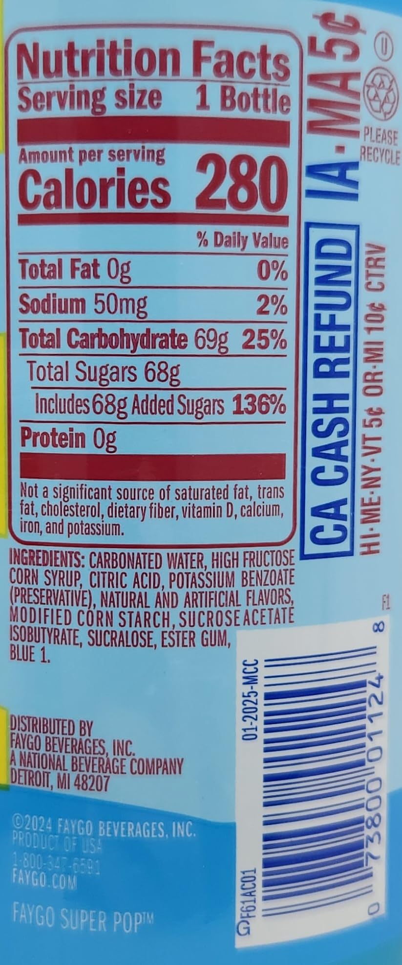 4 pack 20oz of Soda Pop Soft Drink 20oz Plastic Bottles Faygo Super Bubble (4pack, Bubble Pop)