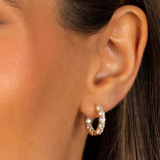  Mini CZ Tennis Huggie Earring - Adina's Jewels