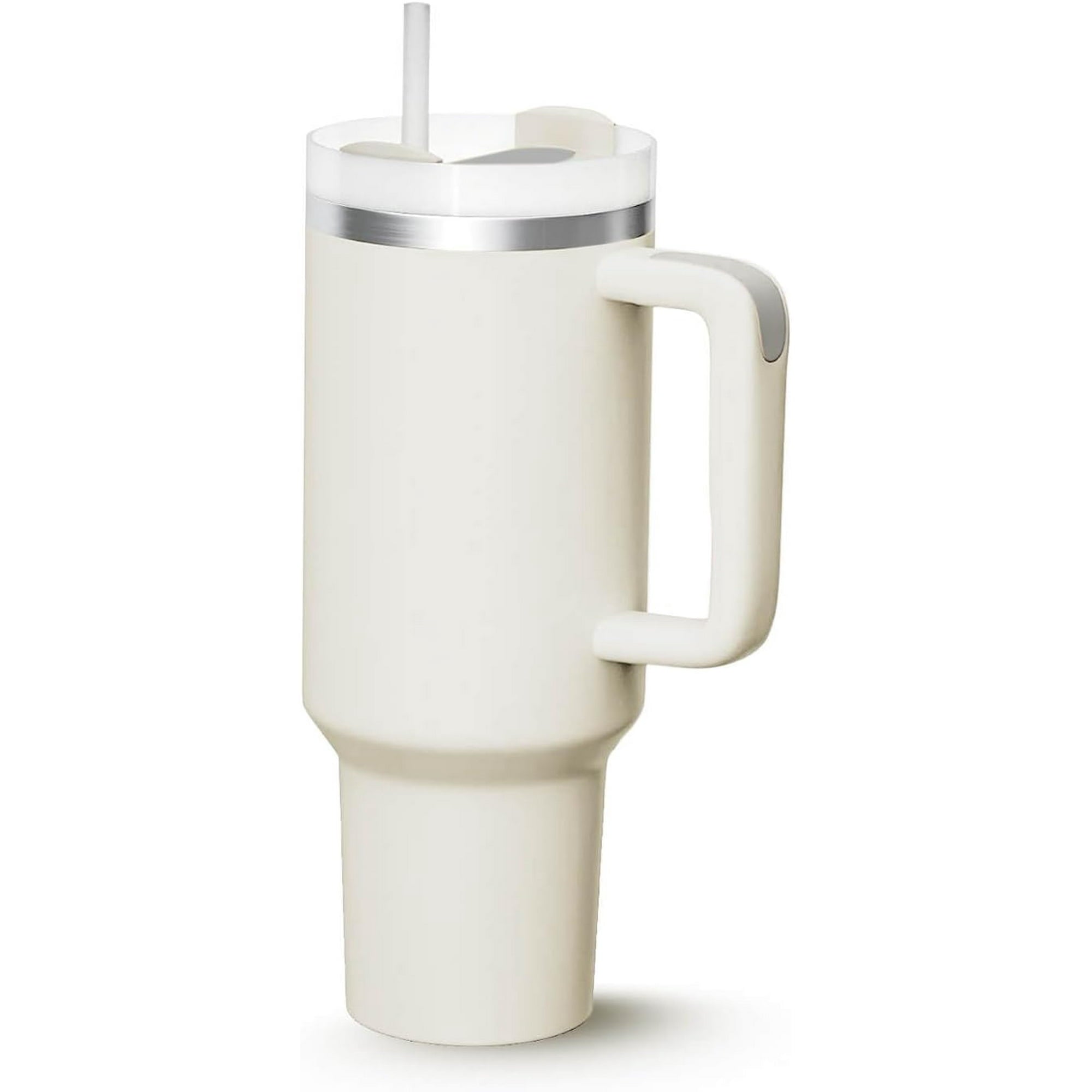 40 oz Water Tumbler Cup Stainless Steel Insulated Bottle Handle & Straw Travel