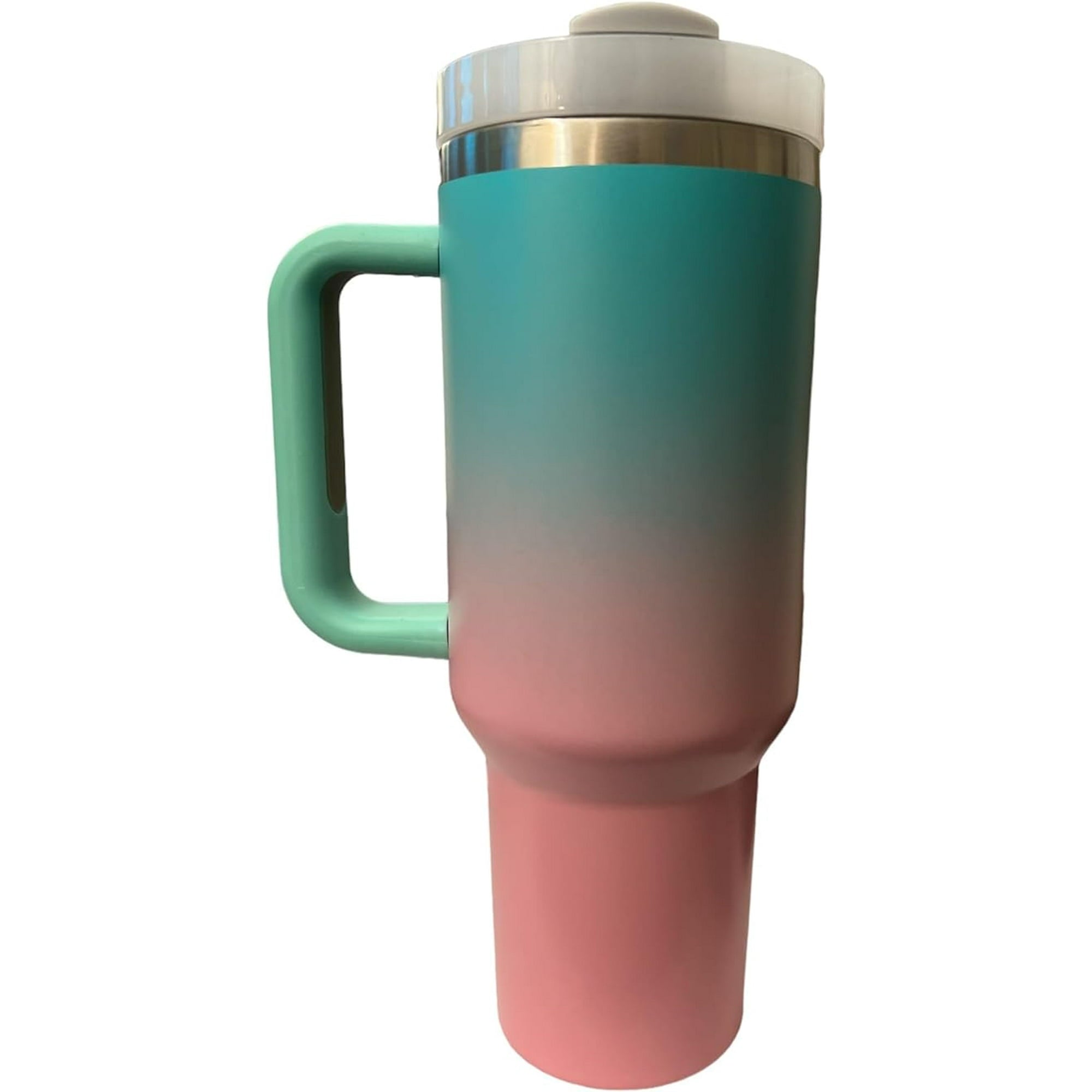 40 oz Water Tumbler Cup Stainless Steel Insulated Bottle Handle & Straw Travel