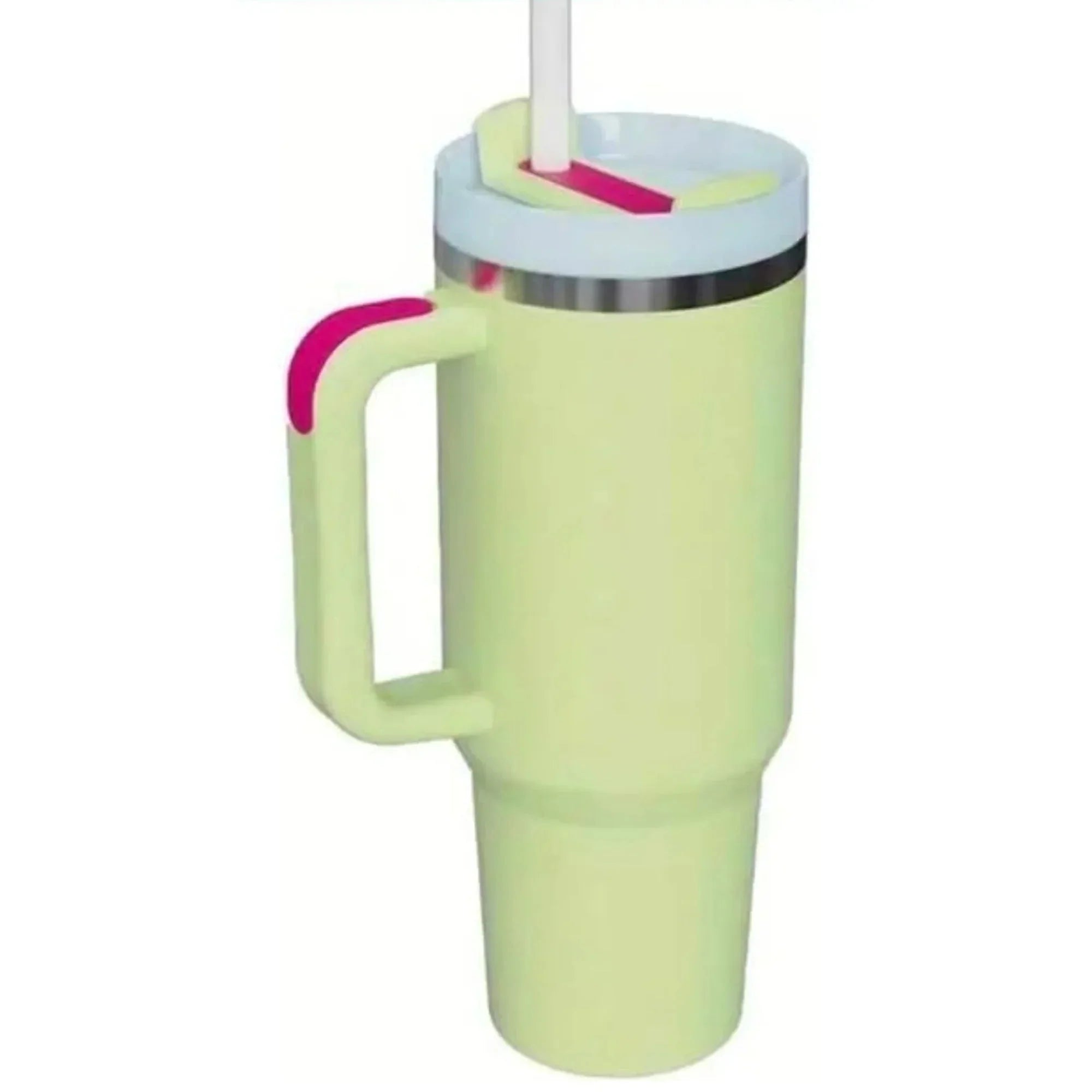 40 oz Water Tumbler Cup Stainless Steel Insulated Bottle Handle & Straw Travel