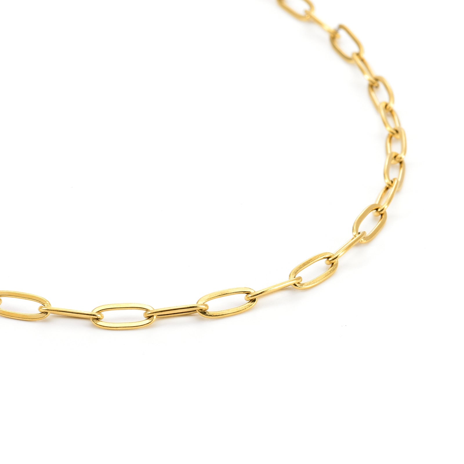 C400G B.Tiff Gold 2 Clasps Oval Paperclip Link Chain Necklace