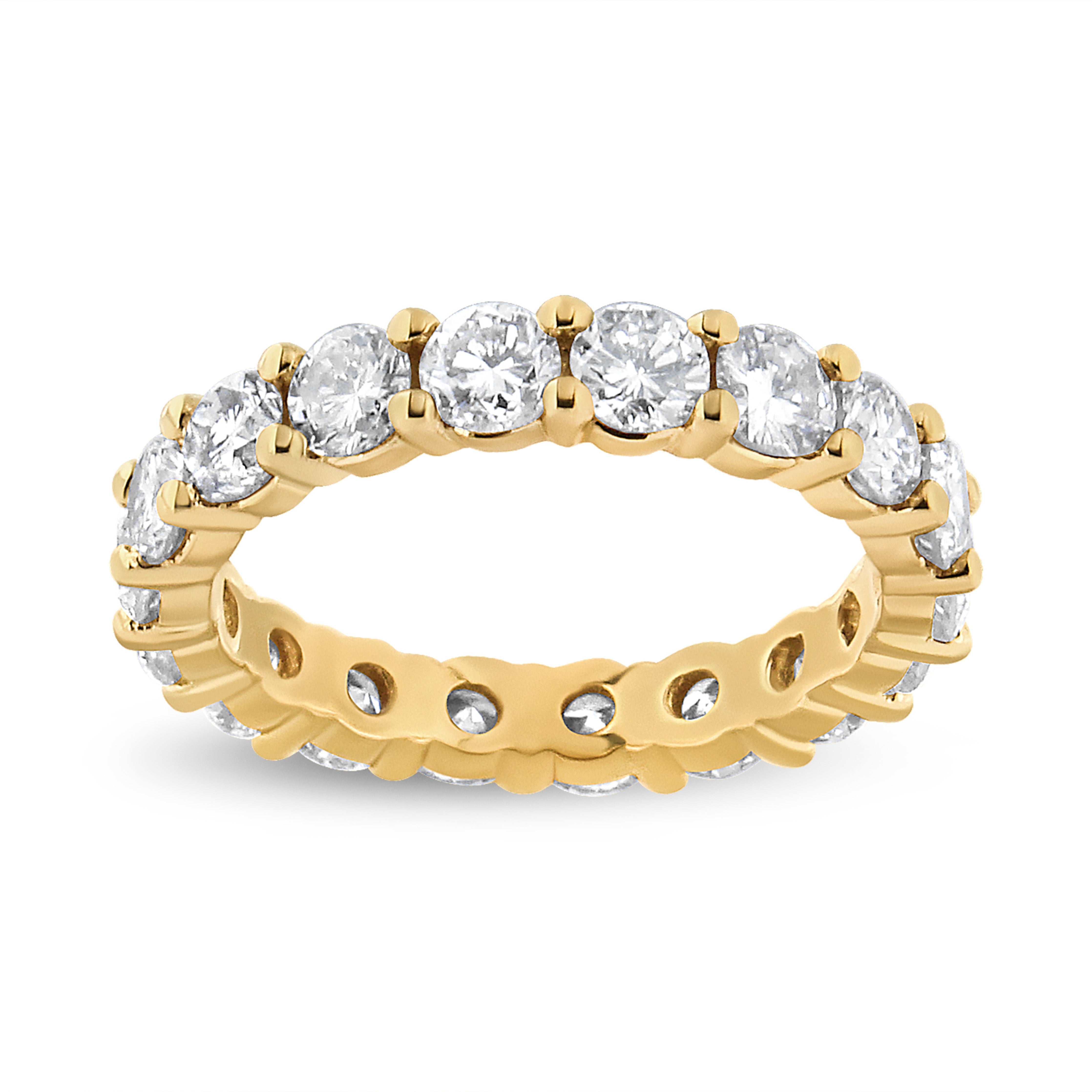 14K Yellow Gold 3.00 Cttw Shared Prong Set Round Cut Diamond Eternity Band (J-K Color, Vs1-Vs2 Clarity) - Ring Size 9