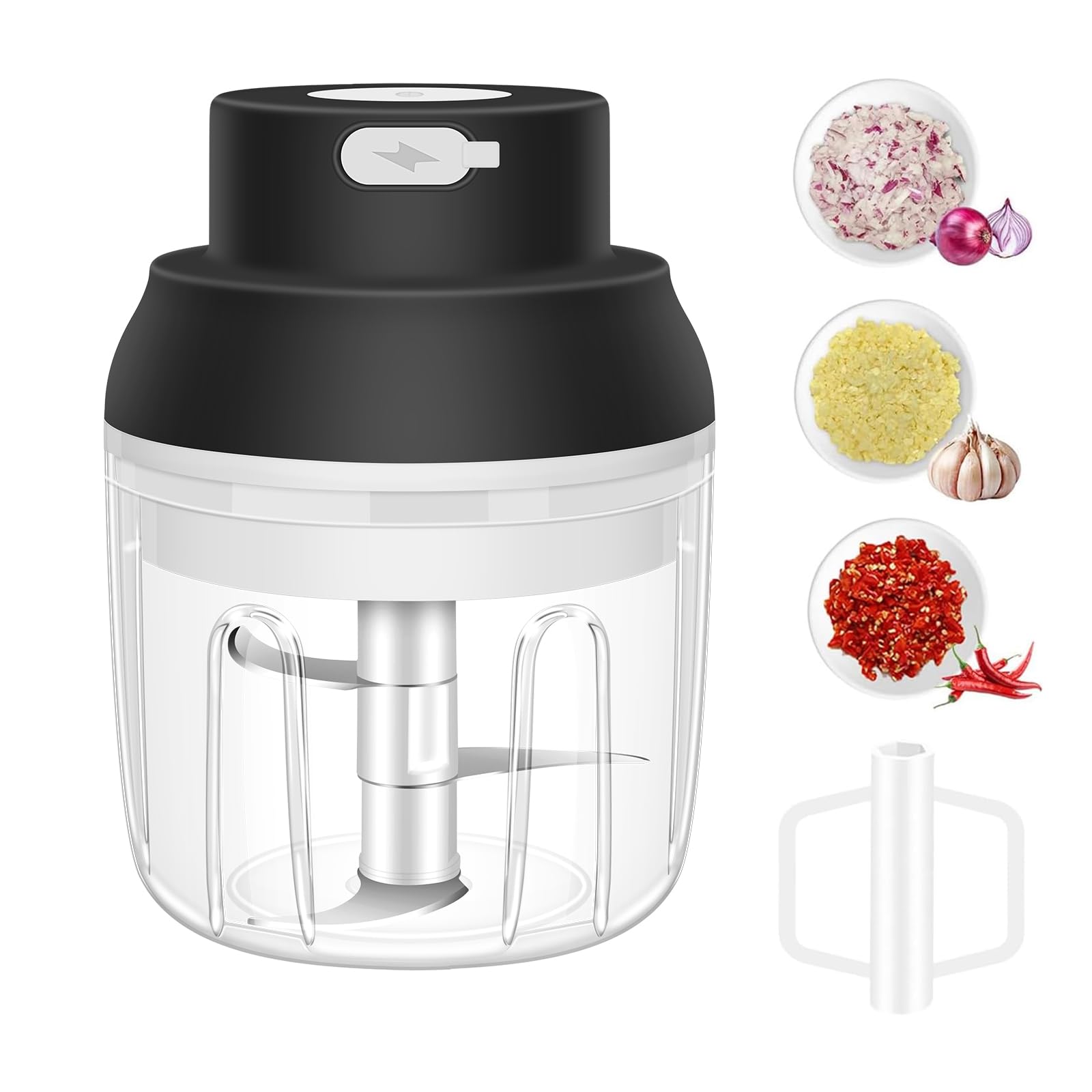 400ML Electric Garlic Chopper, 6 Blades Garlic Grinder Mini Vegetable Chopper, USB Portable Veggie Chopper, Garlic Mincer, Onion Chopper, Food Processor for Ginger, Chili, Fruit, Meat