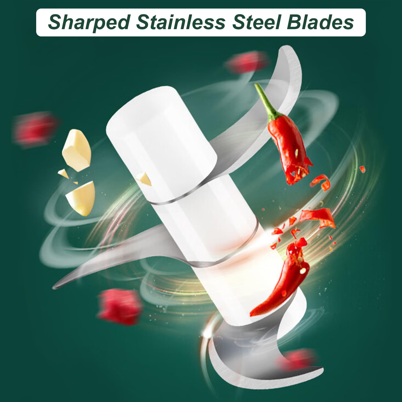 400ML Electric Garlic Chopper, 6 Blades Garlic Grinder Mini Vegetable Chopper, USB Portable Veggie Chopper, Garlic Mincer, Onion Chopper, Food Processor for Ginger, Chili, Fruit, Meat