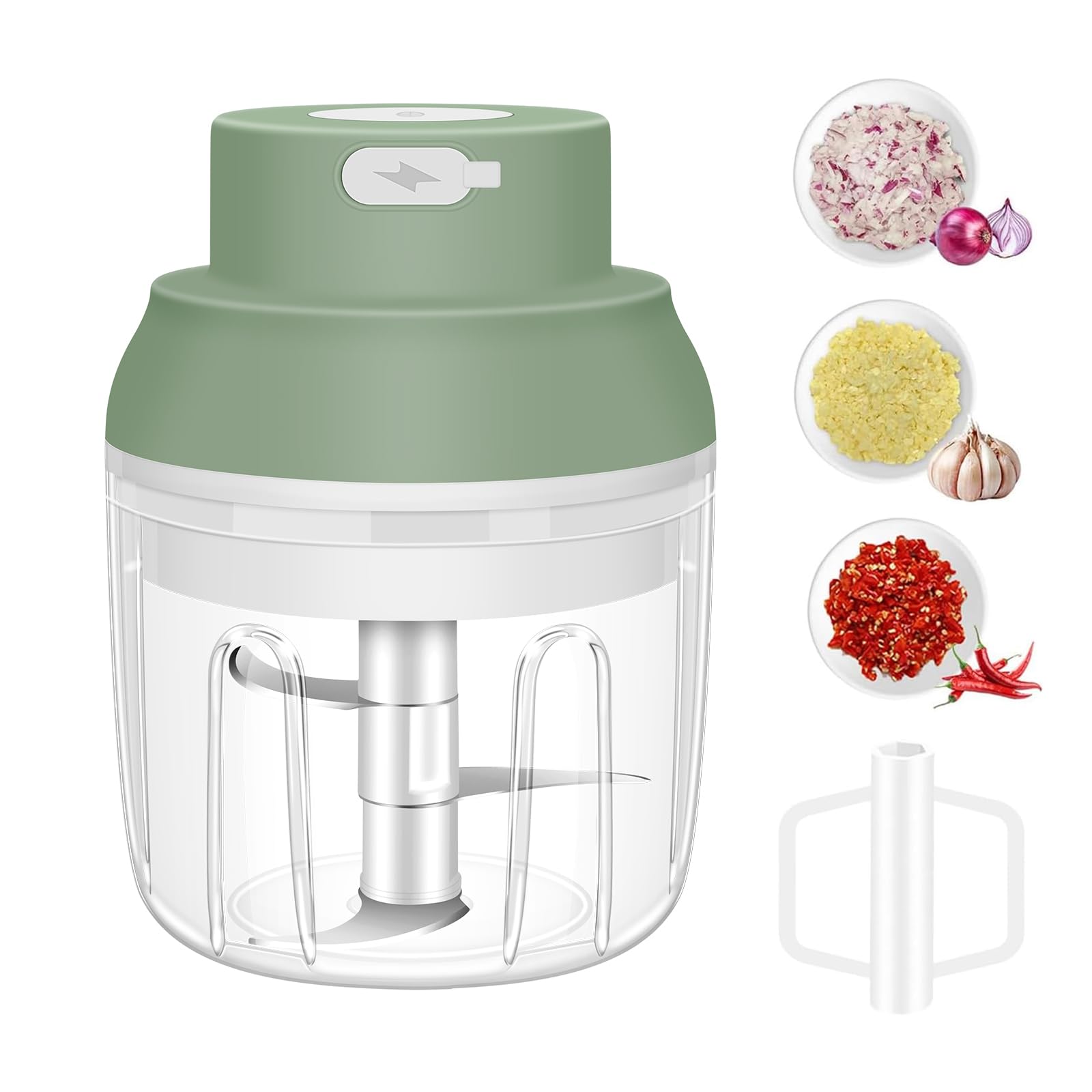 400ML Electric Garlic Chopper, 6 Blades Garlic Grinder Mini Vegetable Chopper, USB Portable Veggie Chopper, Garlic Mincer, Onion Chopper, Food Processor for Ginger, Chili, Fruit, Meat