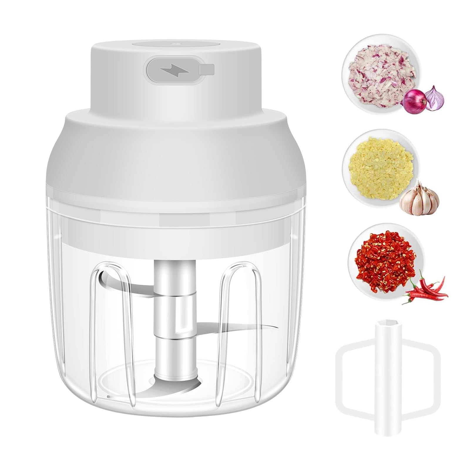 400ML Electric Garlic Chopper, 6 Blades Garlic Grinder Mini Vegetable Chopper, USB Portable Veggie Chopper, Garlic Mincer, Onion Chopper, Food Processor for Ginger, Chili, Fruit, Meat