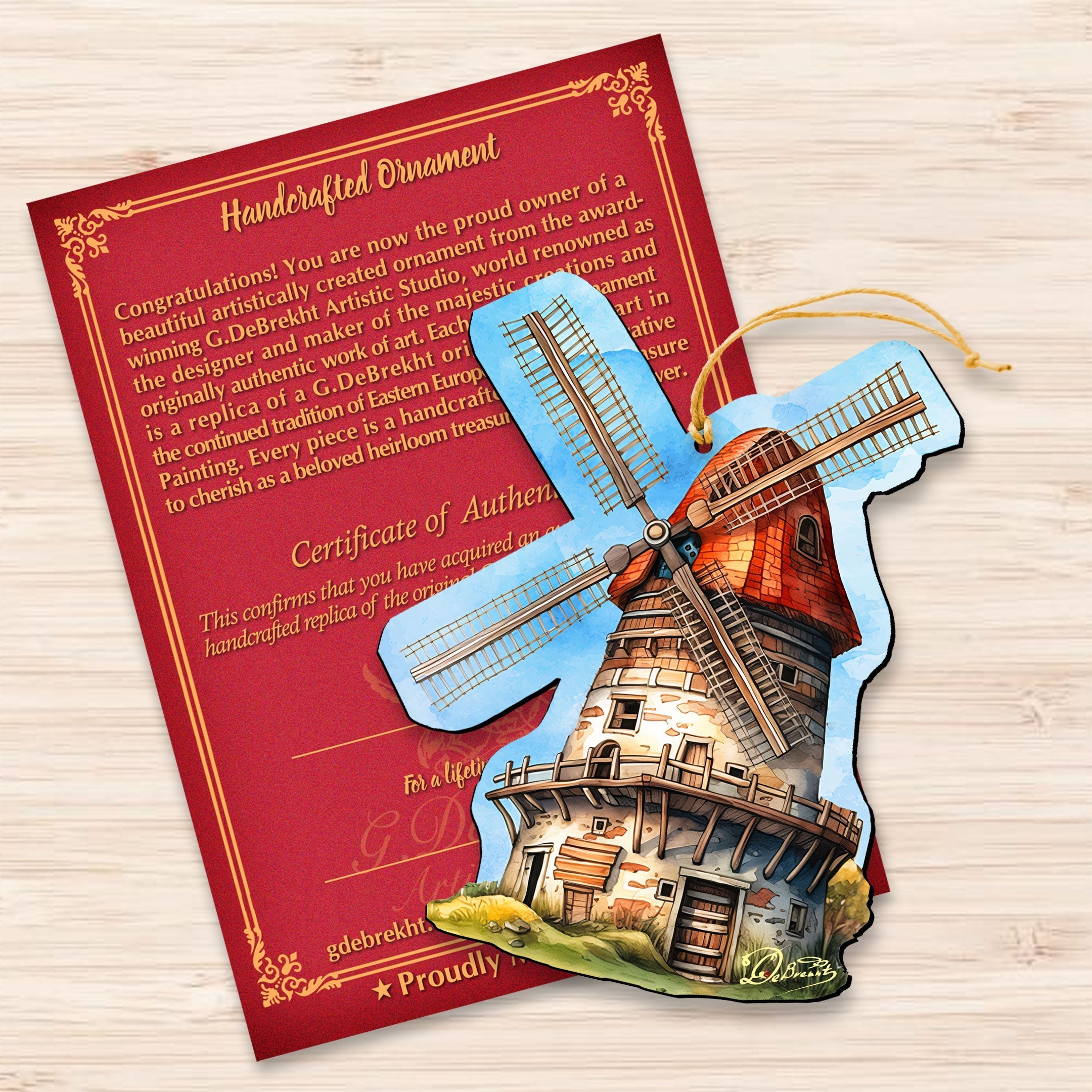 Windmill Decorative Wooden Ornaments by G. Debrekht - Love Family Decor - 8688313