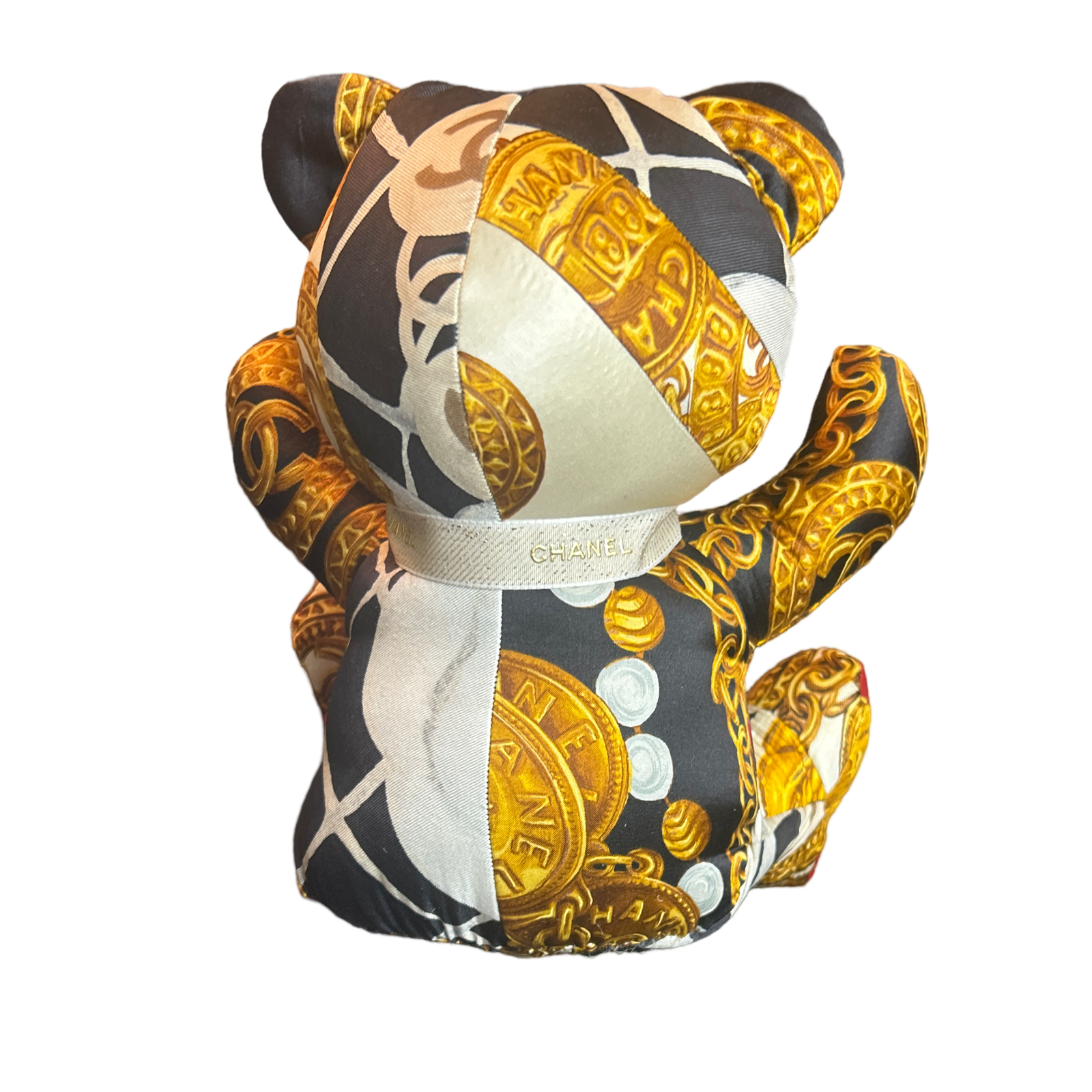 CC Logo Vintage Silk Scarf Patchwork Teddy Bear