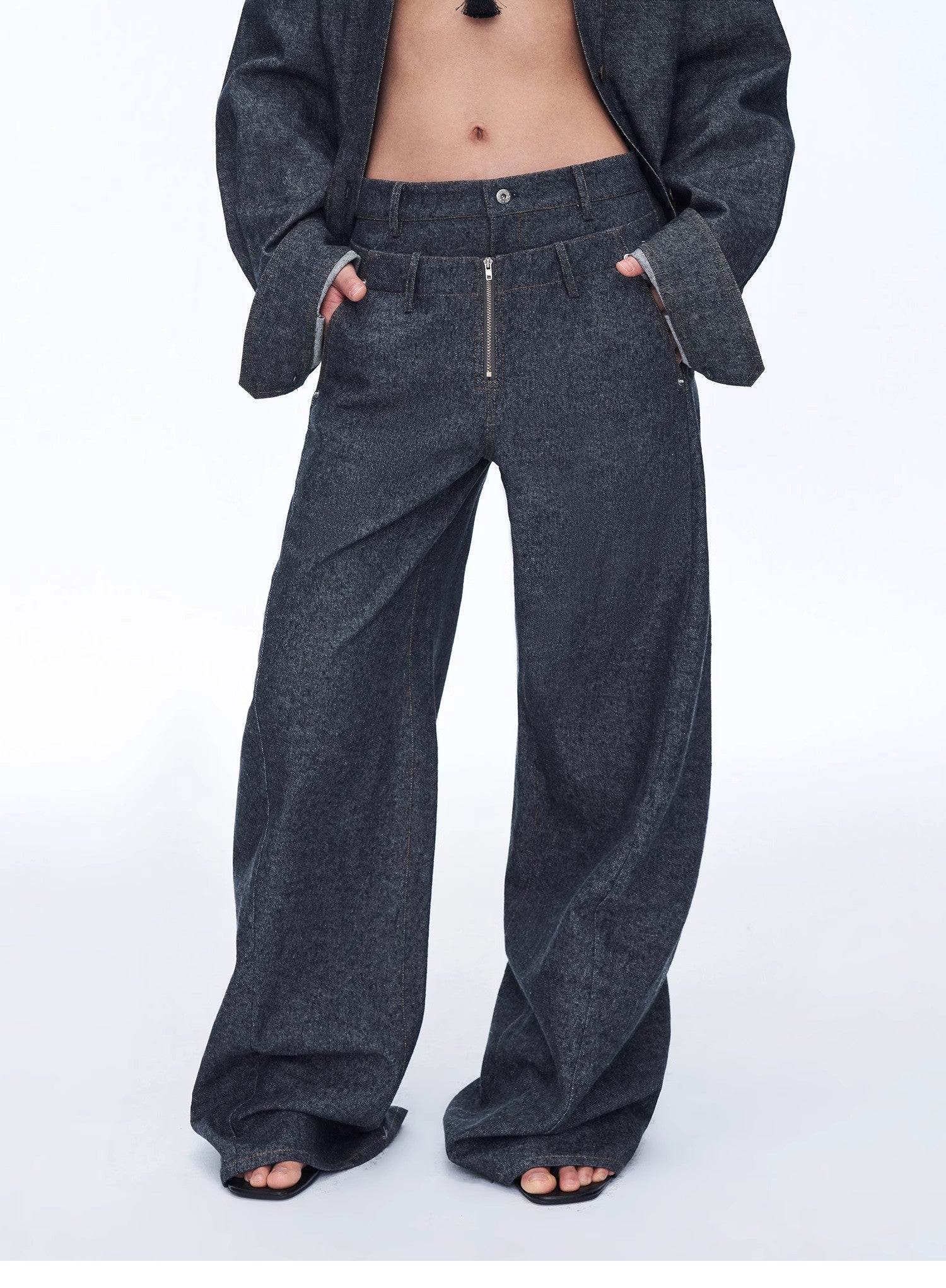 Old money style linen material stand-up silhouette double waist scimitar casual trousers spring"Berlin Street"-1