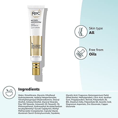 RoC Retinol Correxion Under Eye Cream for Dark Circles & Puffiness, Daily Wrinkle Cream, Anti Aging Skin Care Treatment Women and Men, 1 oz (Packaging May Vary)