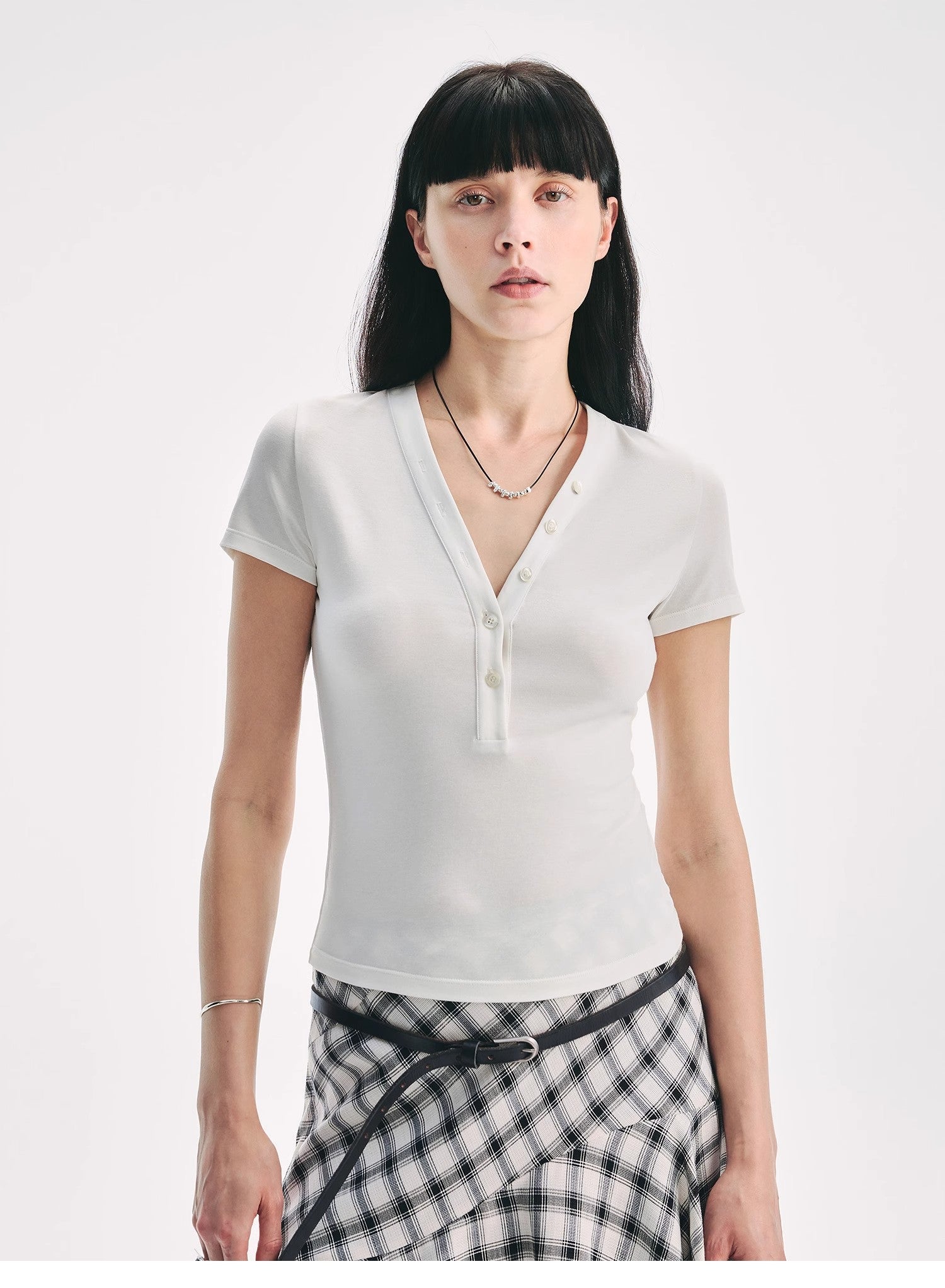 FireladyFur Brand Slim Fit Tencel Wool Women's Slim Fit Henley T-Shirts Short/Long Sleeve V-Neck Button Knitted Bottoming Basic Tops"Pure Fashion"-0