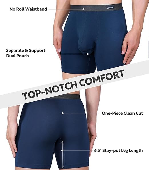 Separatec Mens Underwear with Pouch Moisture Wicking Rayon Made From Bamboo Underwear Men Breathable Boxer Briefs 3 or 6 Pack