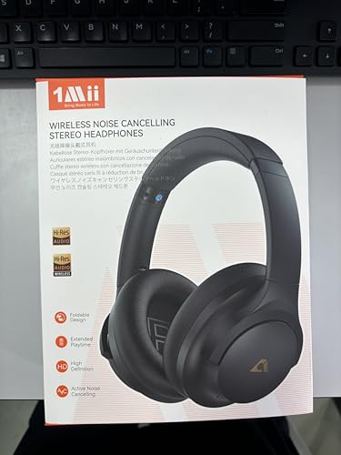 1Mii Y8+ Noise Cancelling Headphones Bluetooth, Wireless LDAC Hi-Res Audio, Custom EQ via App, 75H Playtime, Comfort Fit, Over Ear Headphones Foldable for Airplane Travel Home Office Black