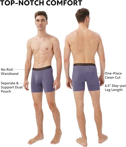 Separatec Mens Underwear with Pouch Moisture Wicking Rayon Made From Bamboo Underwear Men Breathable Boxer Briefs 3 or 6 Pack