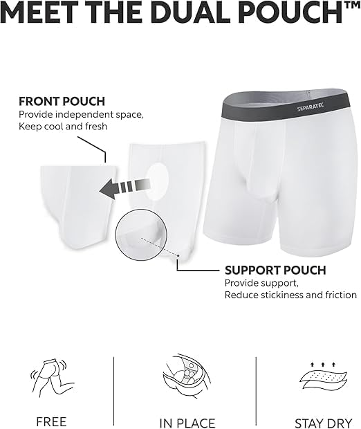 Separatec Mens Underwear with Pouch Moisture Wicking Rayon Made From Bamboo Underwear Men Breathable Boxer Briefs 3 or 6 Pack