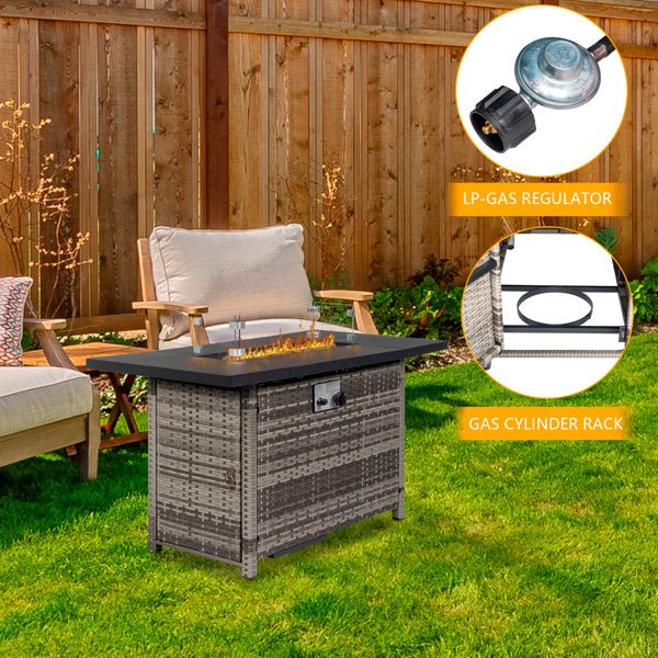 43-Inch Fire Table, 50000 BTU Gas Firepit with Volcanic Stone Black