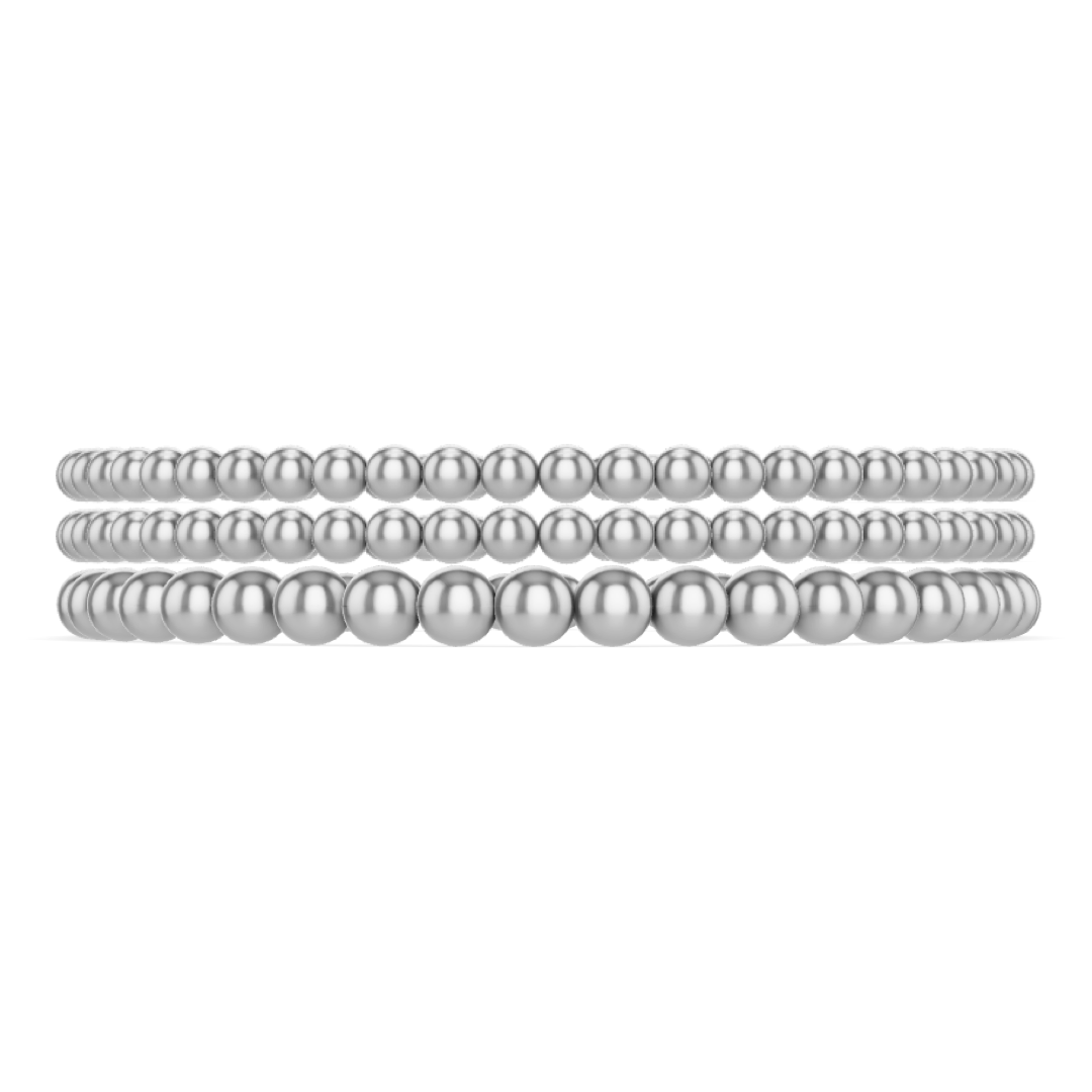 433 Silver Bead Bracelet Stack