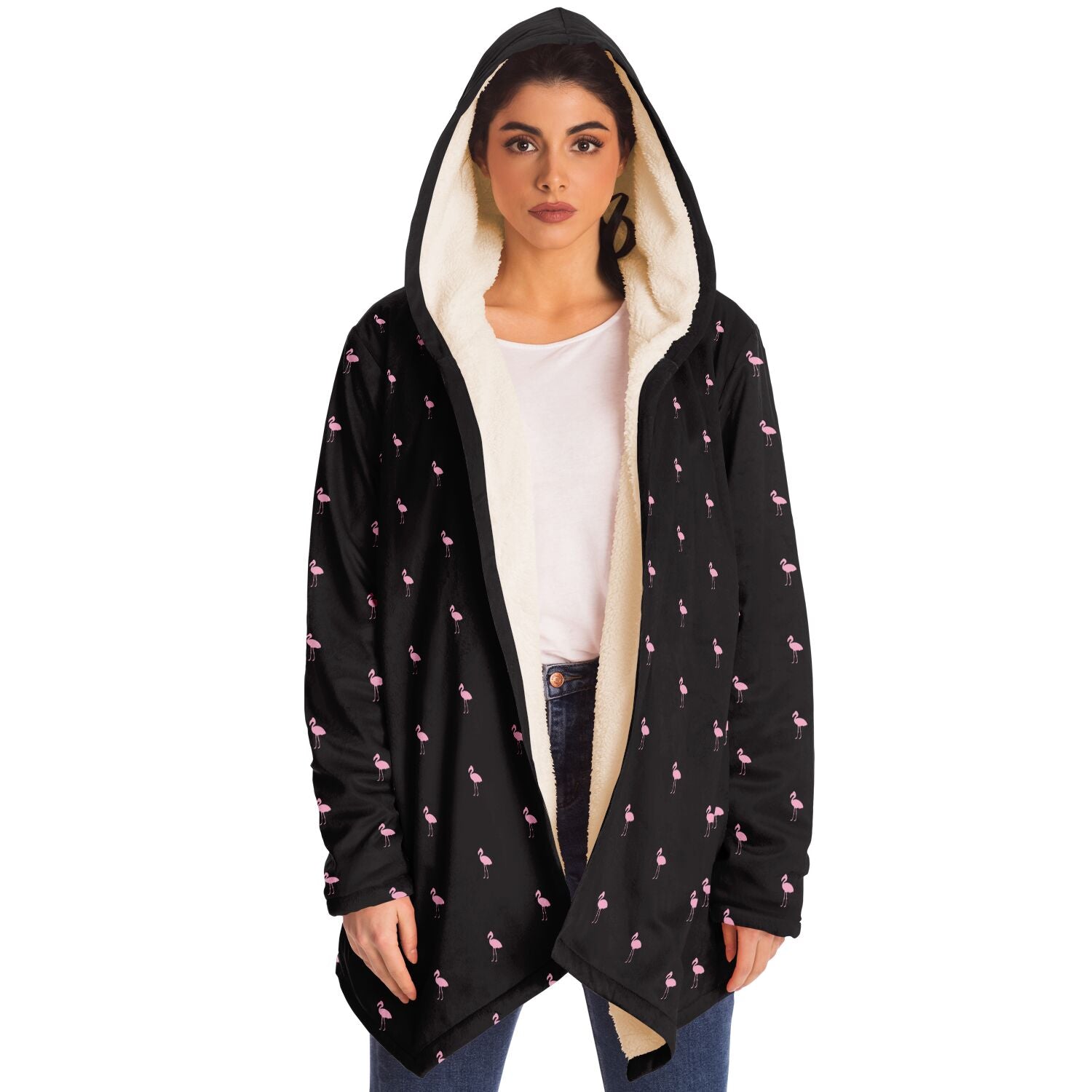 Black Classic Flamingo Cloak Hoodie