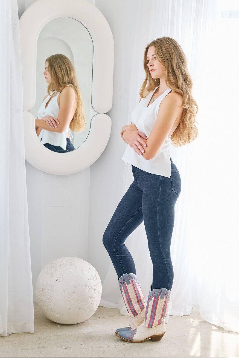 Noir Corset High Rise Super Skinny Jeans