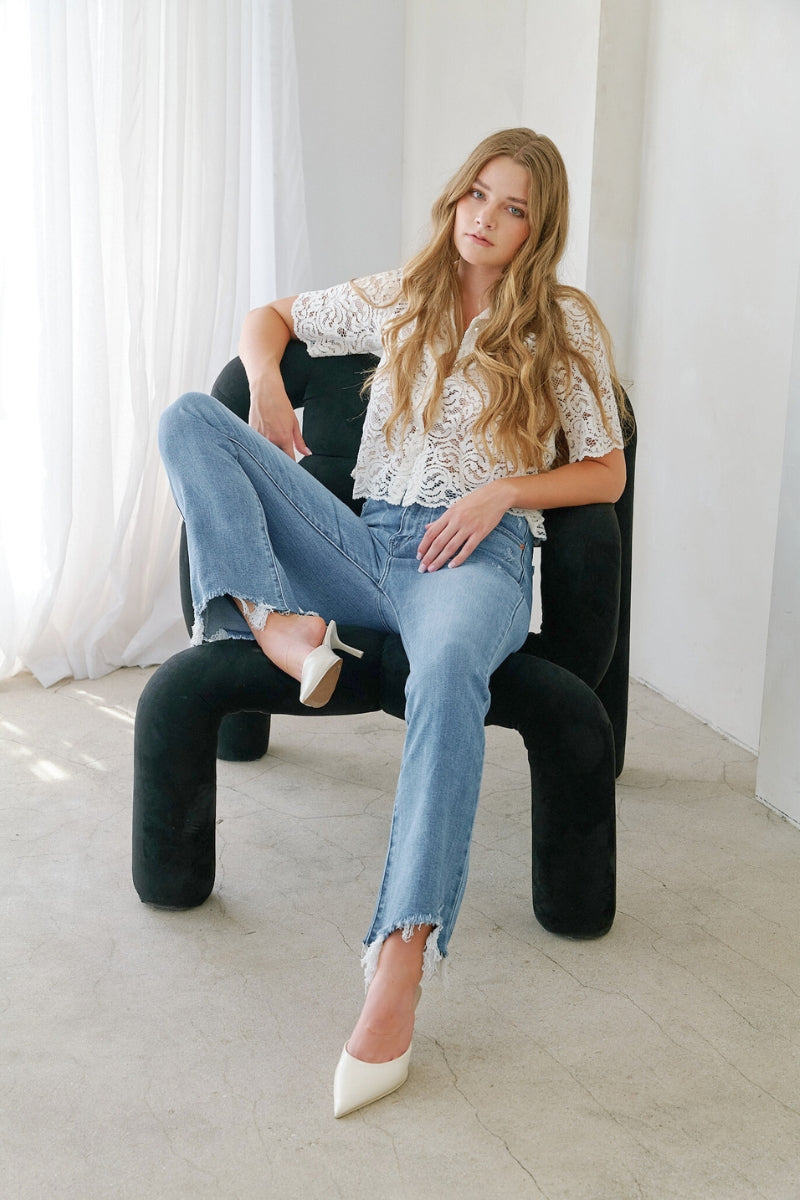 Mesh Tummy Control High Rise Holly Flare Jeans