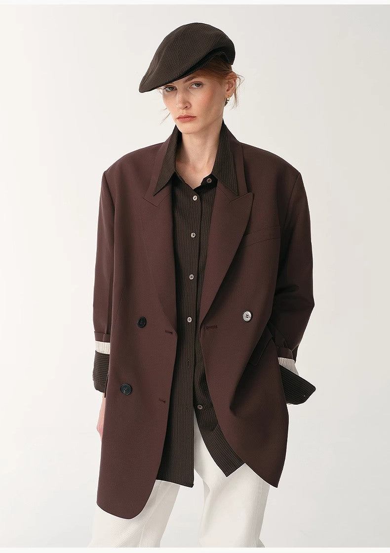 Women's high-density fine silk wool peaked lapel suit jacket-6