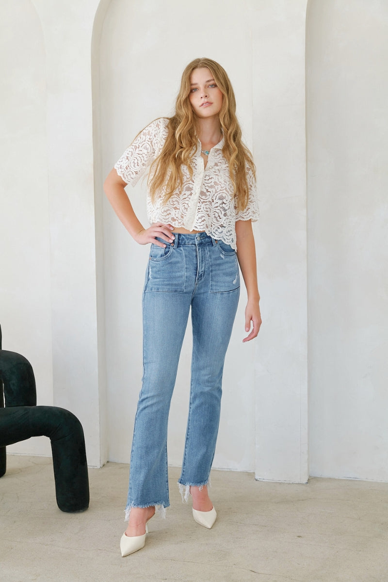 Mesh Tummy Control High Rise Holly Flare Jeans