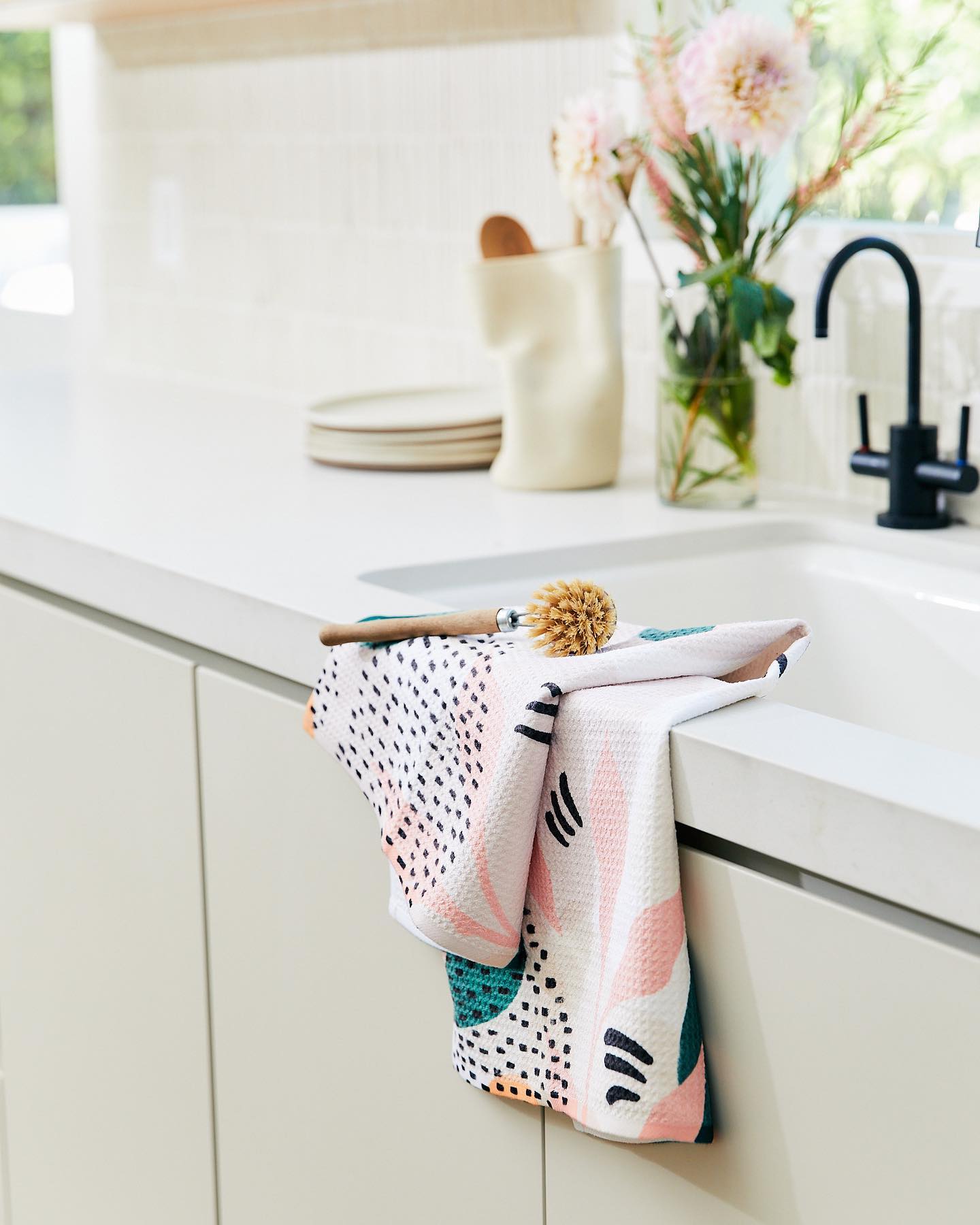 Burnt Ember Geometry Tea Towel
