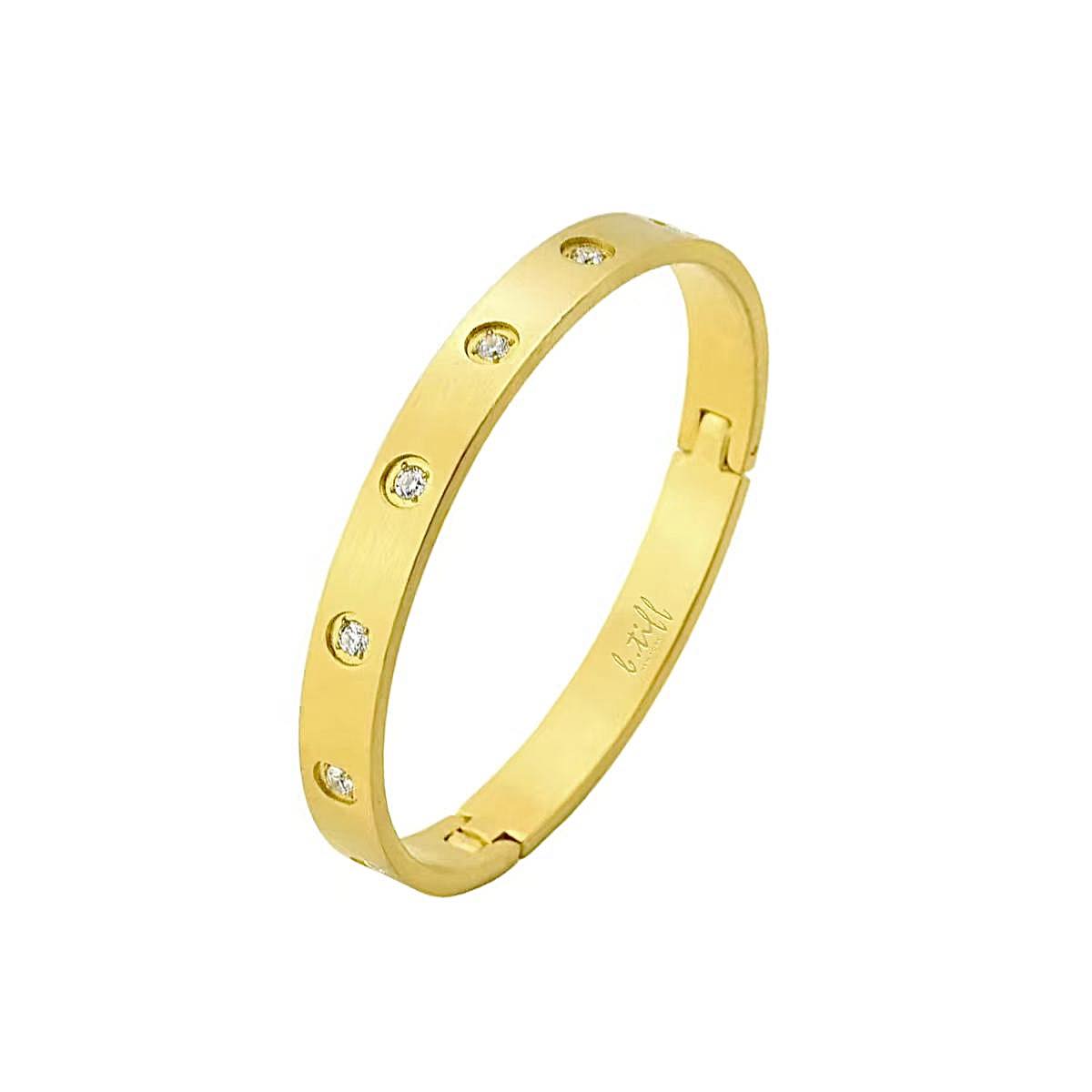 BG808G B.Tiff 8-Stone Bold Gold Bangle Bracelet
