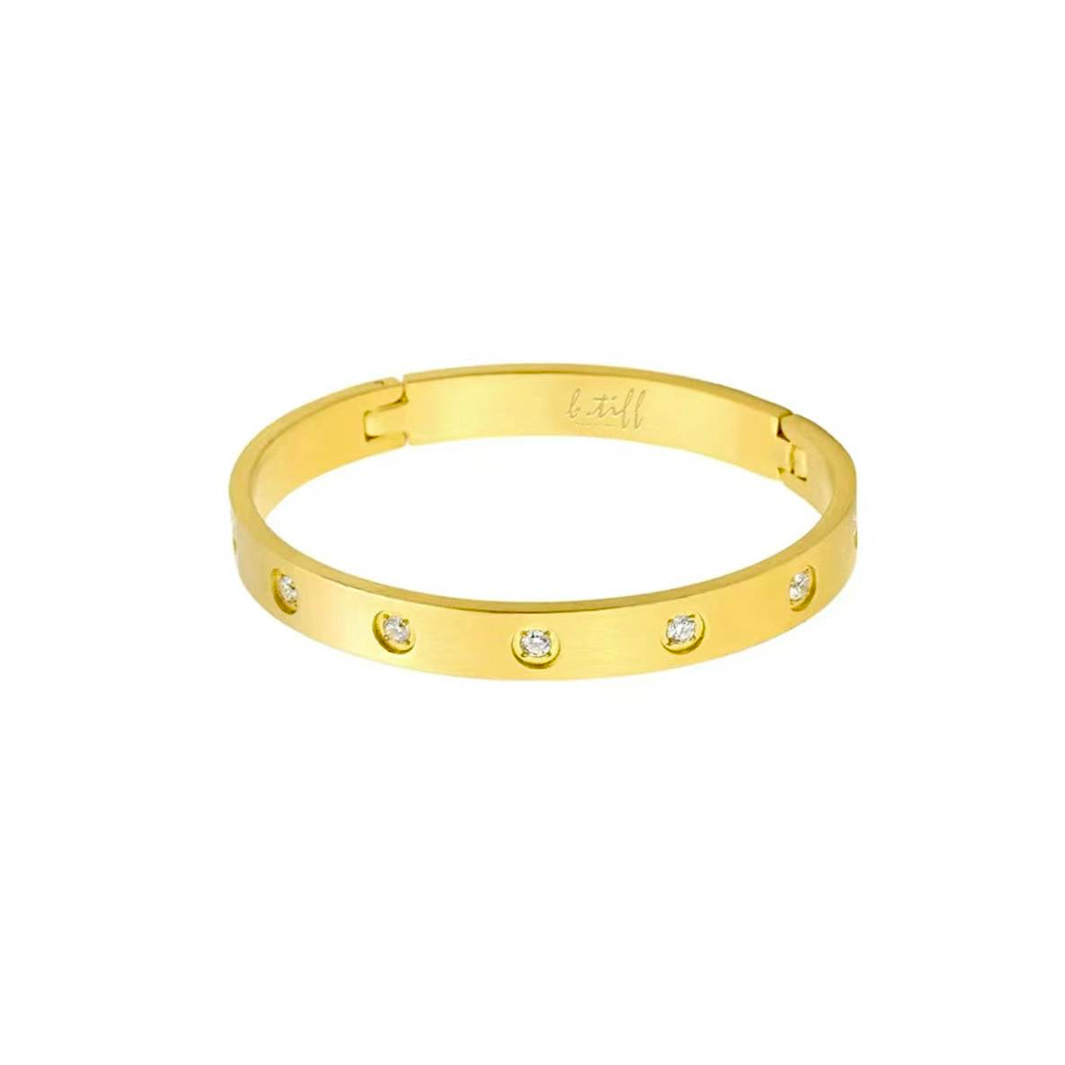 BG808G B.Tiff 8-Stone Bold Gold Bangle Bracelet