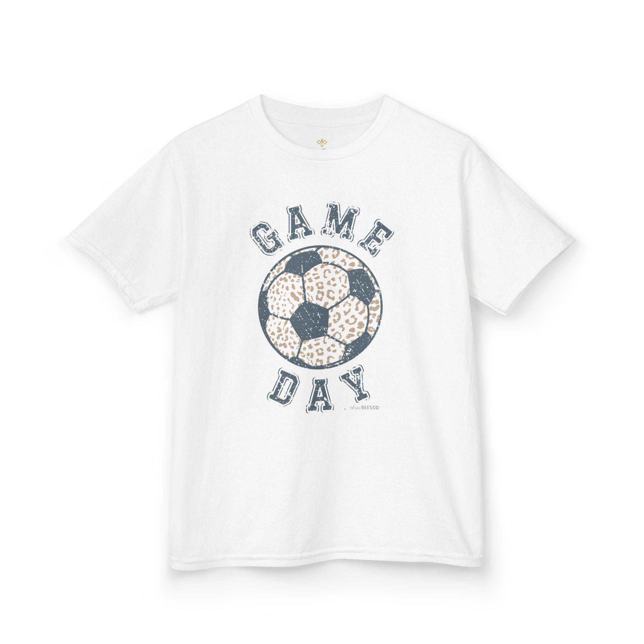 Kids Heavy Cotton Gildan Soccer Game Day Leopard Hive Tee