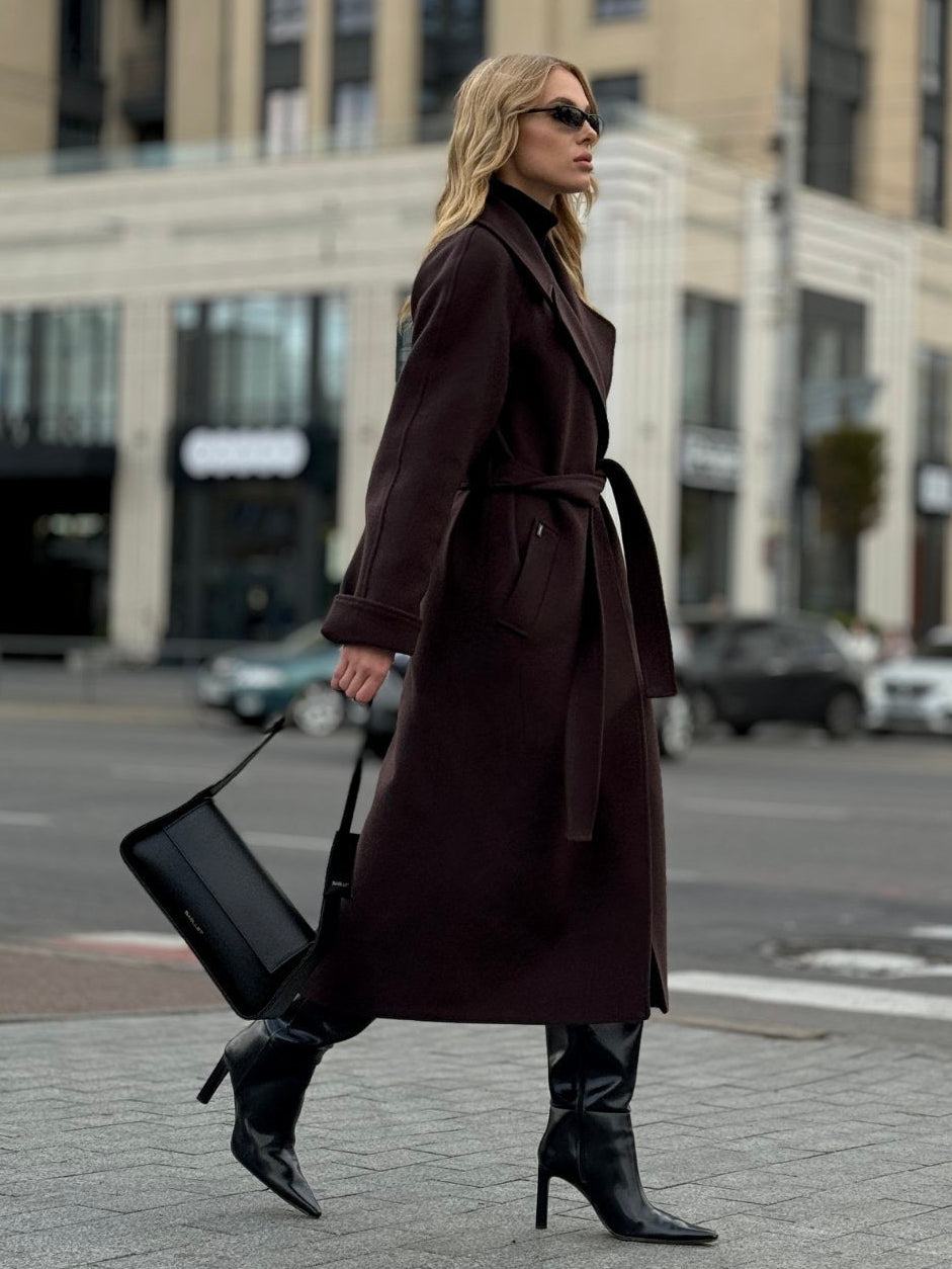 Emily Classic Wool Blend Overcoat in Rich Chocolate