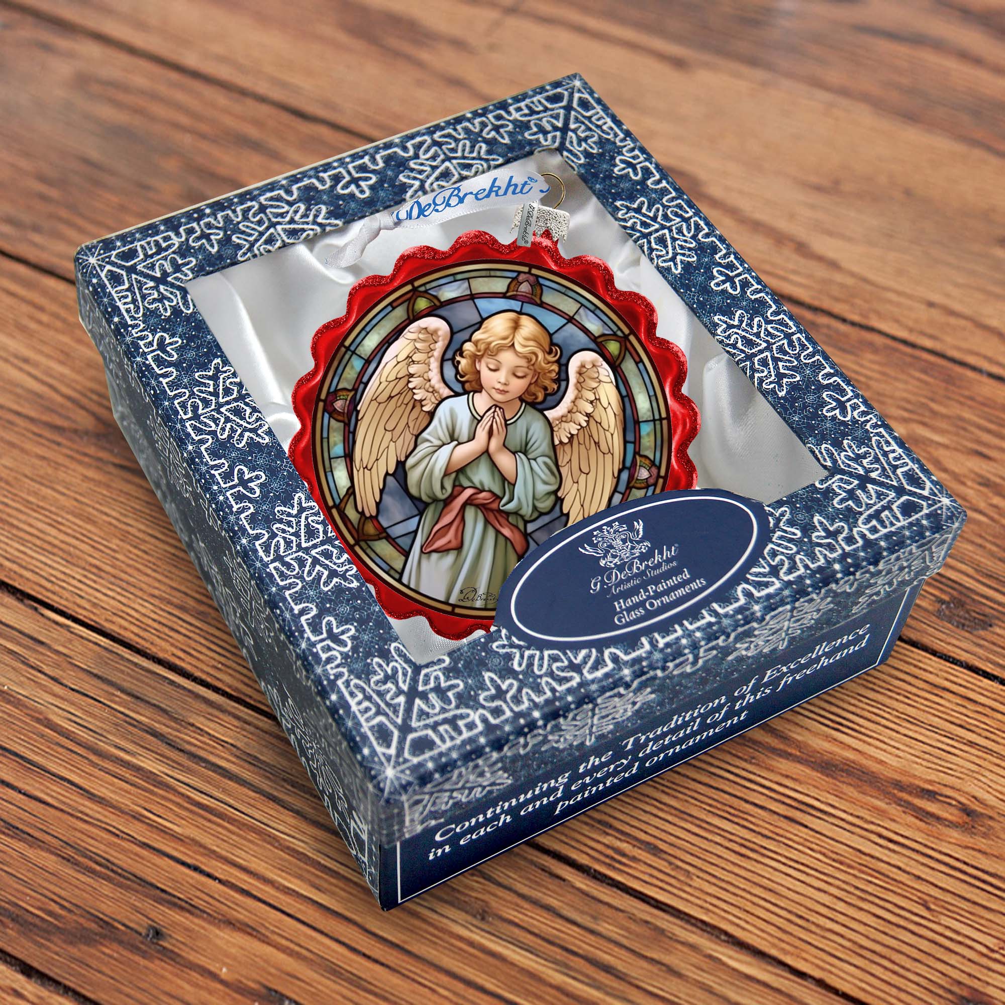 Little Angel Wreath Glass Ornament by G. Debrekht - Nativity Holiday Décor - 759-055