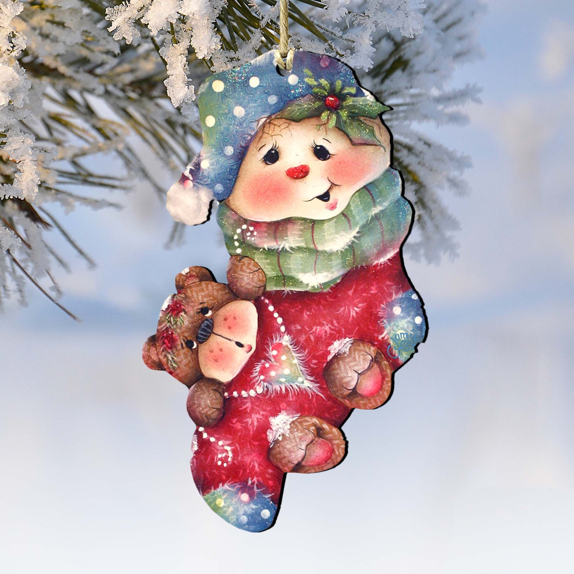 Bearly Hanging on Wooden Ornaments by Jamie Mills-Price - Christmas Decor - 8457501