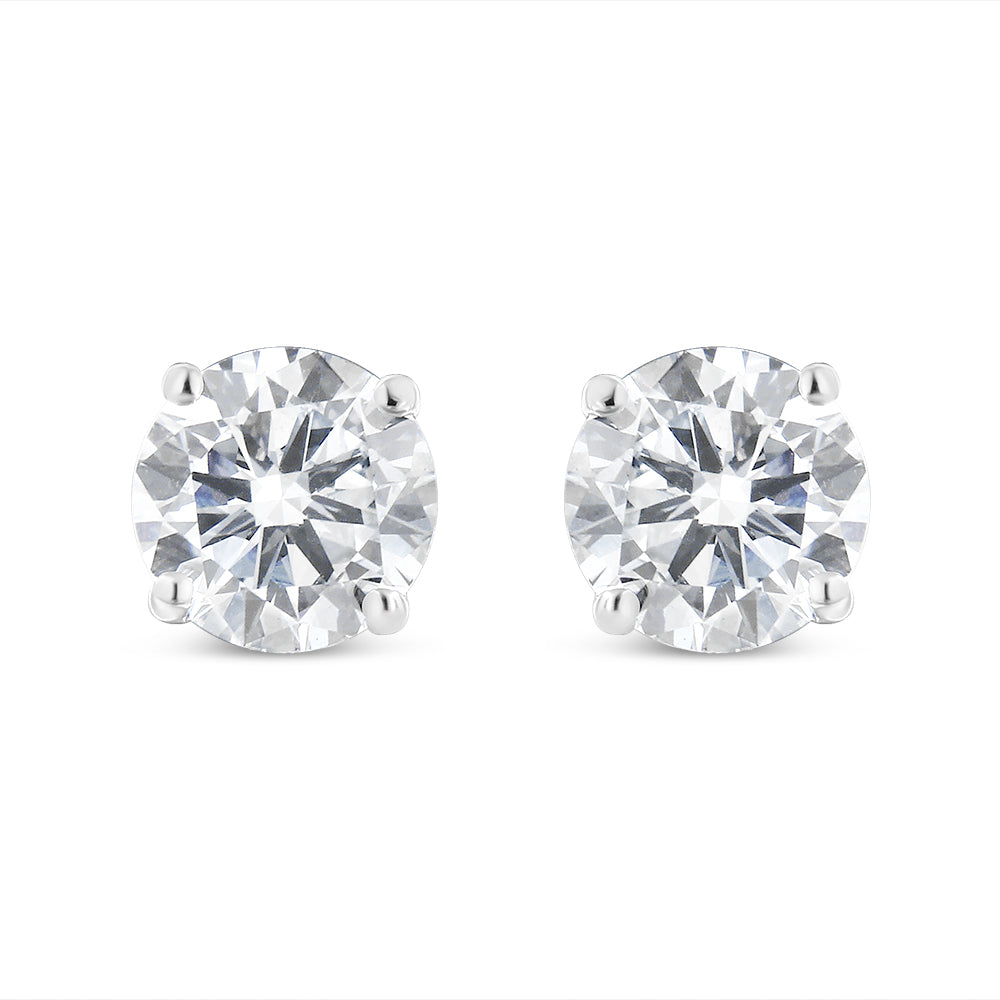 14K White Gold 3.0 Cttw 4-Prong Set Brilliant Round-Cut Solitaire Lab Grown Diamond Screwback Stud Earrings (G-H Color, Vs2-Si1 Clarity)