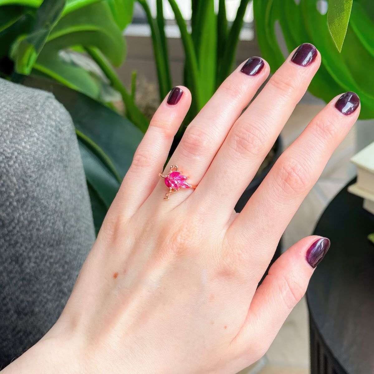 Sterling Silver Pink Flamingo Ring
