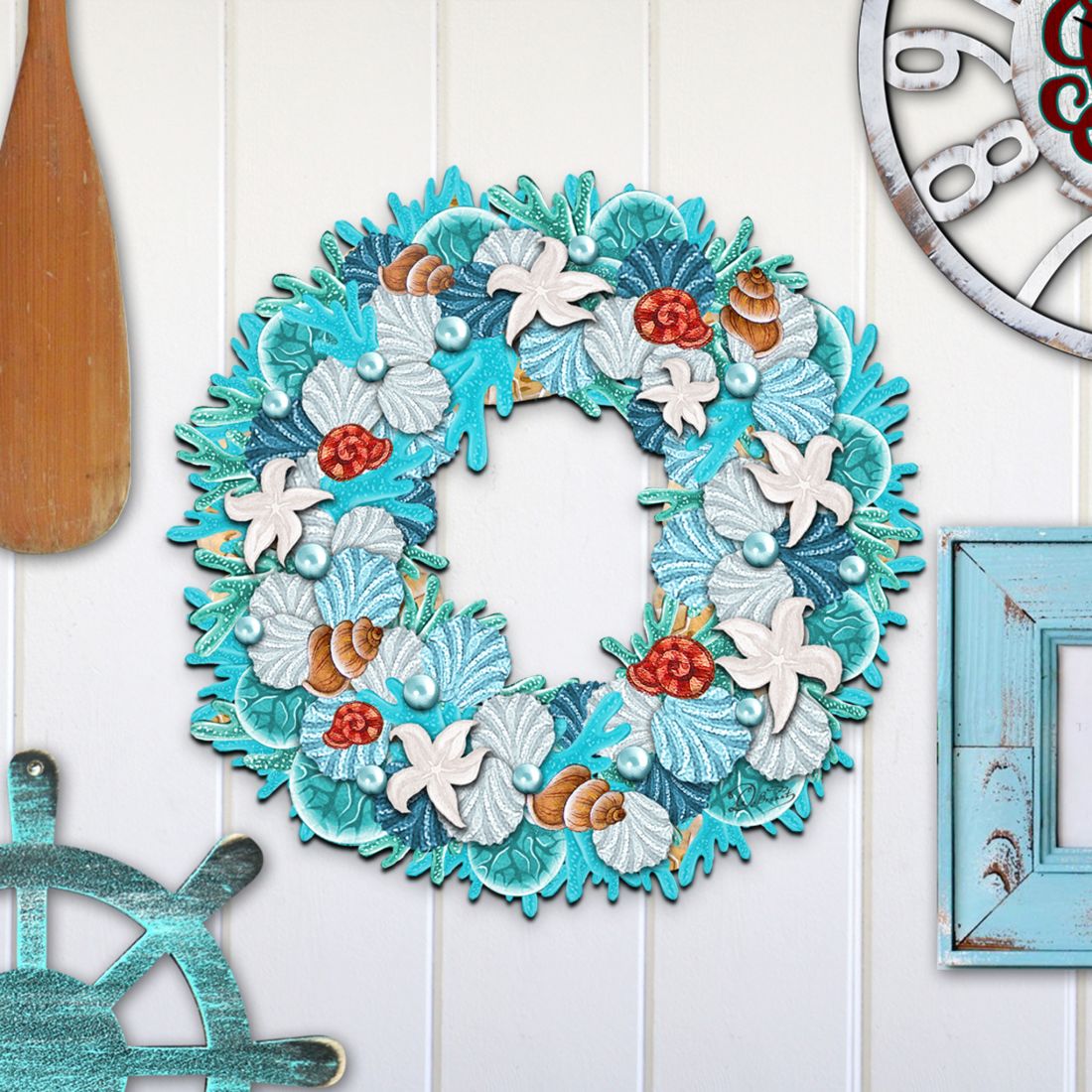 Coastal Holiday Door Wreath by G. DeBrekht - Coastal Holiday Decor - 8185306H