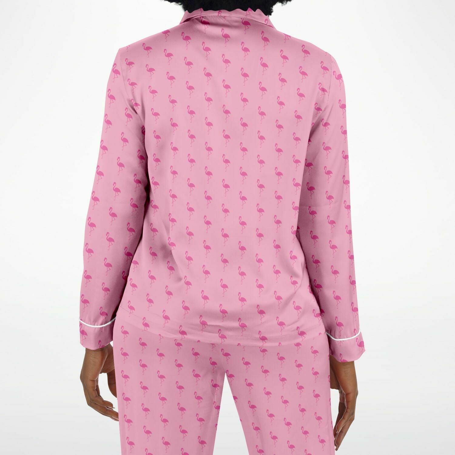Simple Pink Flamingo Satin Pajamas