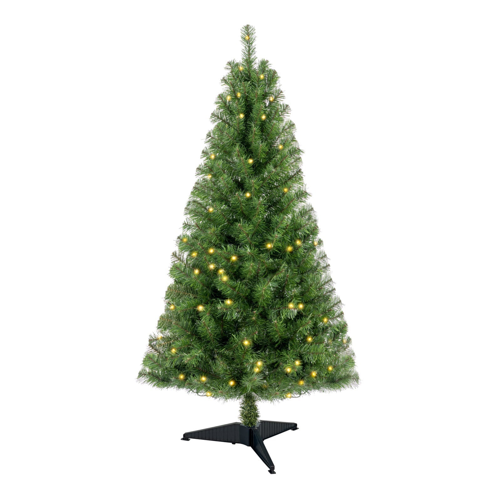 4ft Artificial Christmas Tree Prelit with Stand,100 Warm White LED Lights,Realistic 241 Branch Tips PVC Green Norwood Spruce Tree Easy Assembly for Indoor,Home