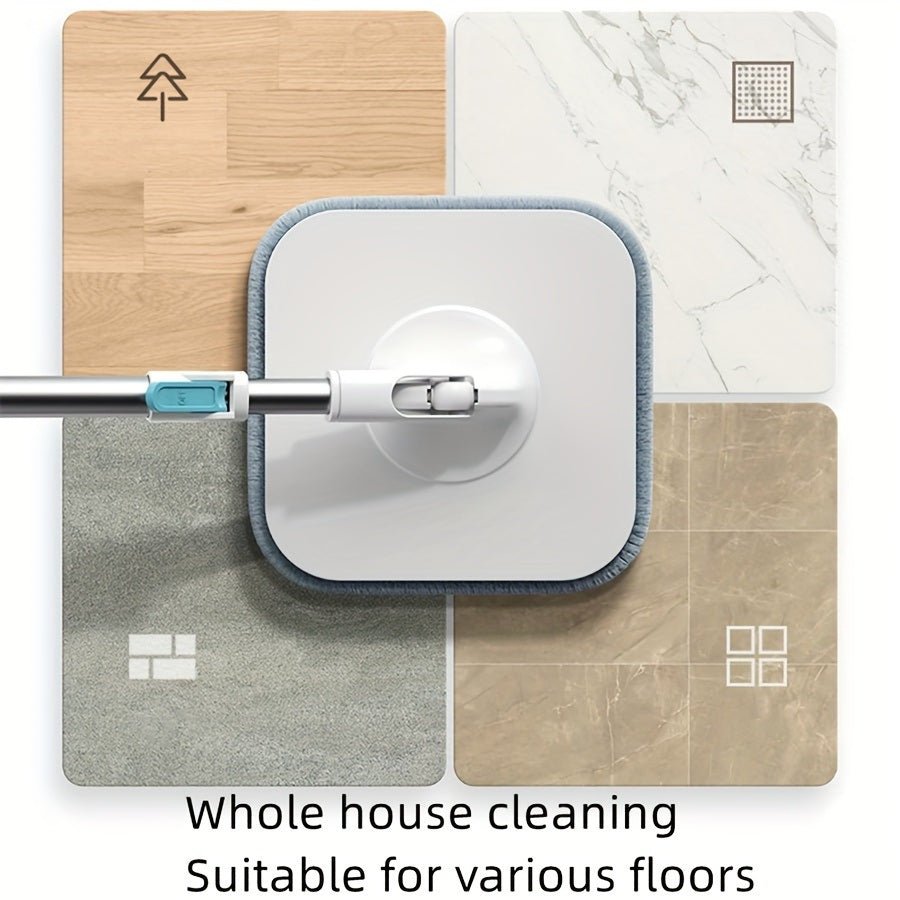 4PCS/SET rotating square mop set, equipped with mop bucket and 2 washable and reusable microfiber cotton pads, clean water and sewage separation technology