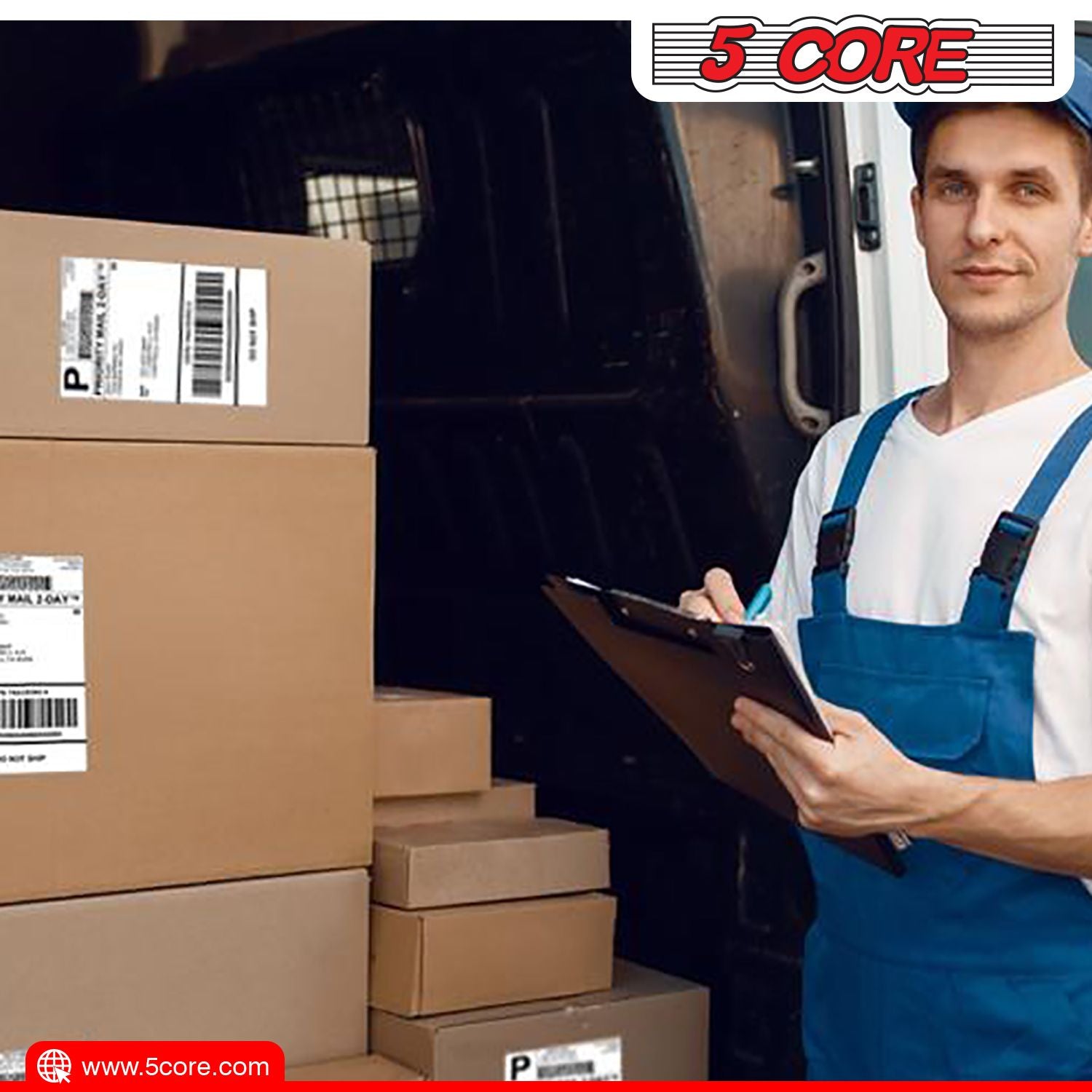 5 Core 4"x6" Direct Thermal Shipping Label 16Pk 4x6 Roll Direct 250/paper Sticker/Perforated White Mailing Labels, Commercial Grade, Premium Adhesive, Works w Most Thermal Printers- DTL 16PK