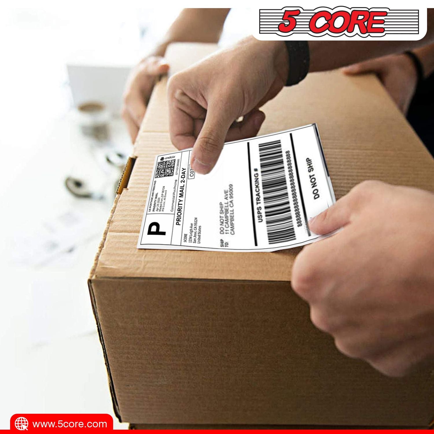 5 Core 4"x6" Direct Thermal Shipping Label 16Pk 4x6 Roll Direct 250/paper Sticker/Perforated White Mailing Labels, Commercial Grade, Premium Adhesive, Works w Most Thermal Printers- DTL 16PK