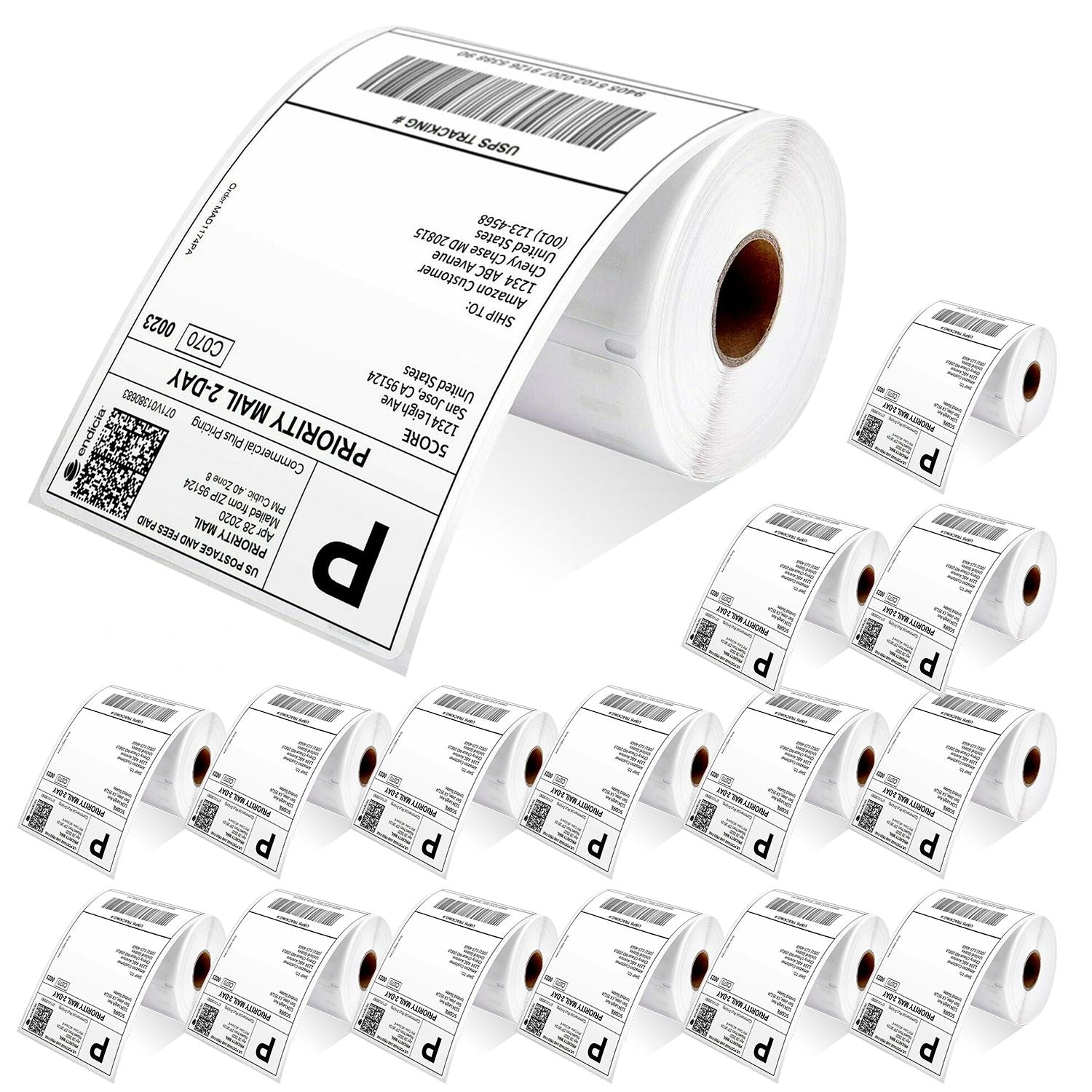 5 Core 4"x6" Direct Thermal Shipping Label 16Pk 4x6 Roll Direct 250/paper Sticker/Perforated White Mailing Labels, Commercial Grade, Premium Adhesive, Works w Most Thermal Printers- DTL 16PK