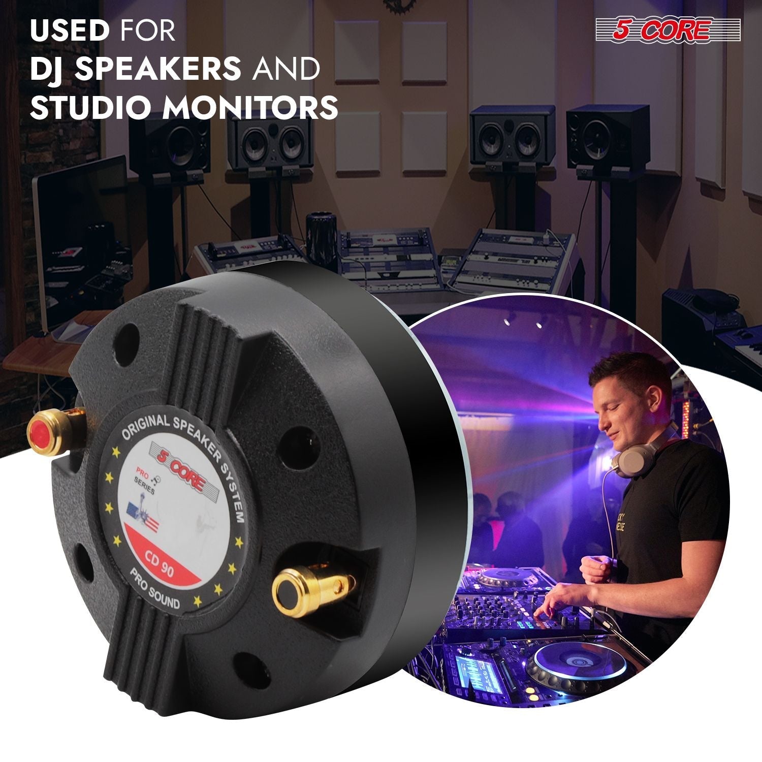 5 Core Compression Driver Titanium Voice Coil 200W Peak Audio Horn Speaker Tweeter System Super Loud