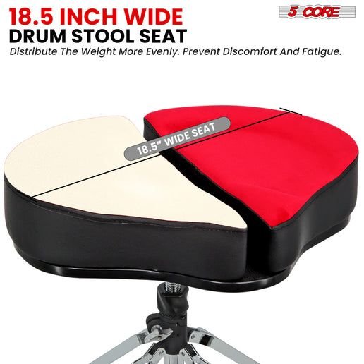 5 Core Drum Throne Sponge Padded Guitar Stool Drummer Seat for Adults & Kids - DS GT RED-VEL
