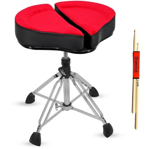 5 Core Drum Throne Sponge Padded Guitar Stool Drummer Seat for Adults & Kids - DS GT RED-VEL
