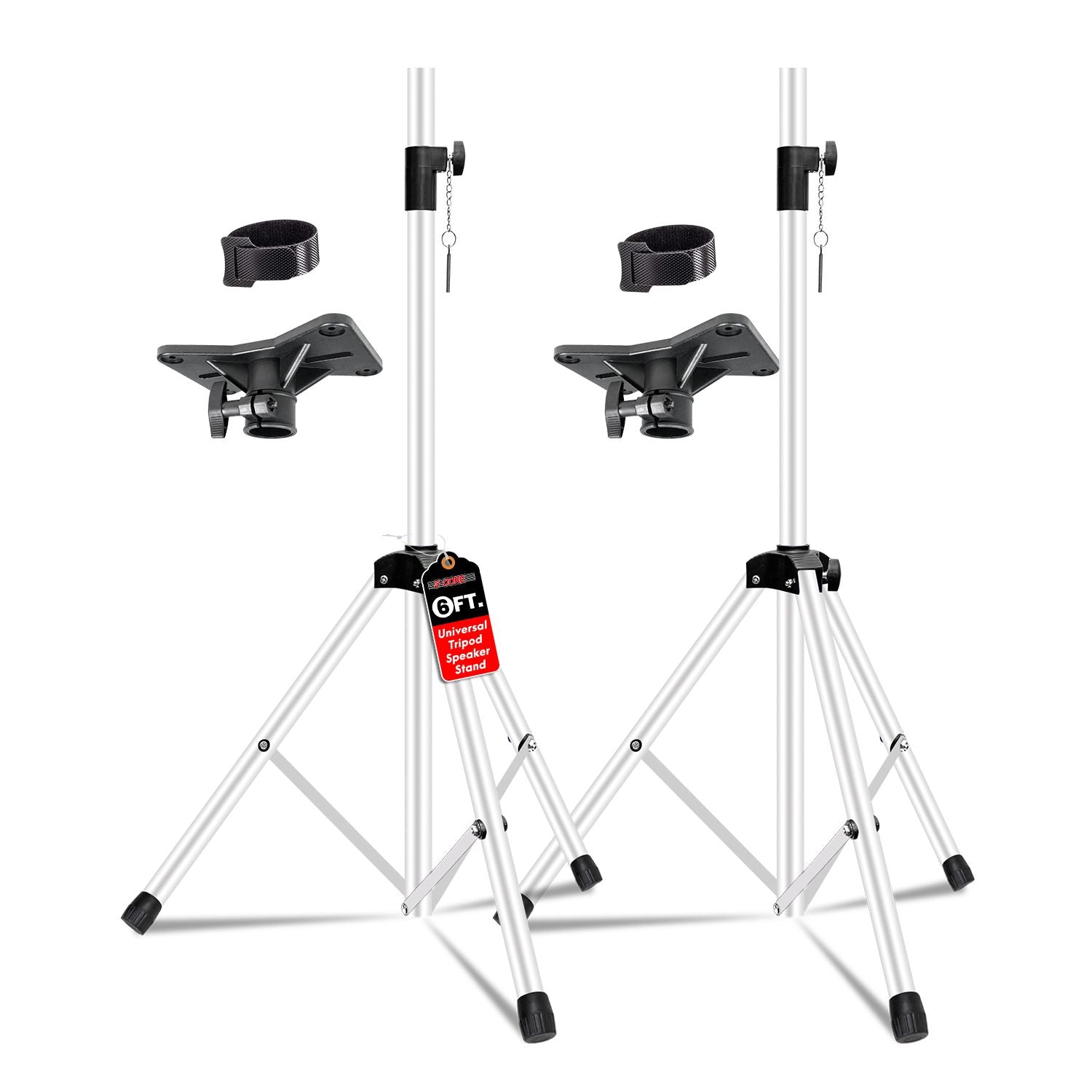 5 Core Speaker Stand 2Pcs Tripod Floor Tall Adjustable Up to 72 Inch DJ Studio Monitor Stands Pole Mount