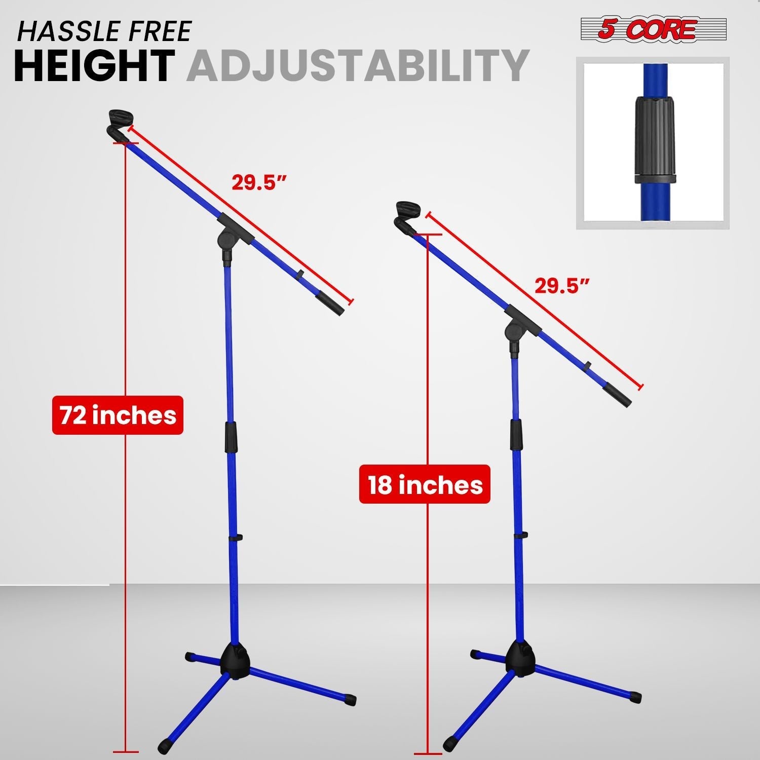 5 Core Tripod Mic Stand Floor 2Pcs Adjustable 18 to 72 Inches Sturdy Boom Arm Holder Microphone Stands Pedestal Para Microfono for Singing