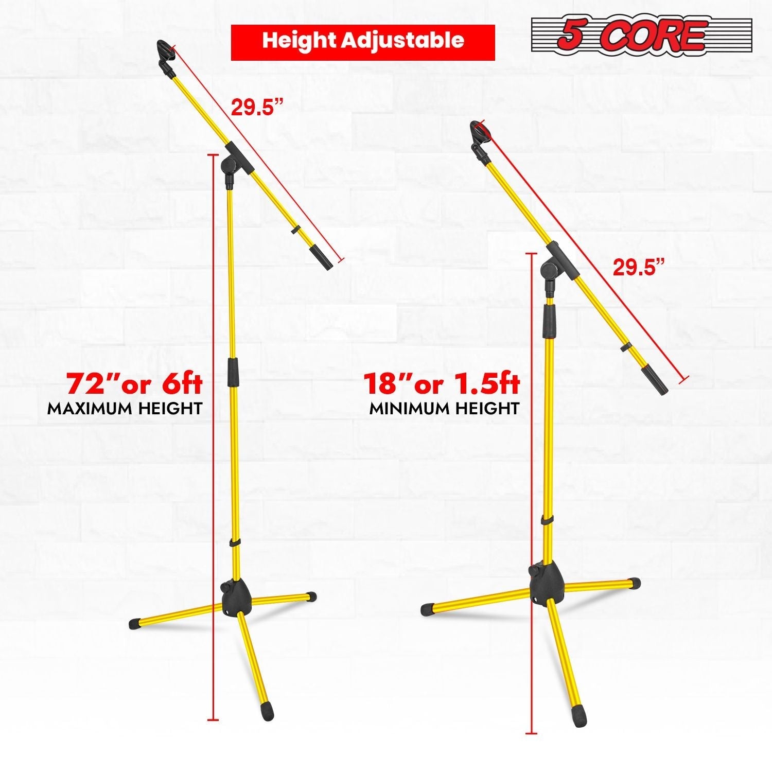 5 Core Tripod Mic Stand Floor 2Pcs Adjustable 18 to 72 Inches Sturdy Boom Arm Holder Microphone Stands Pedestal Para Microfono for Singing